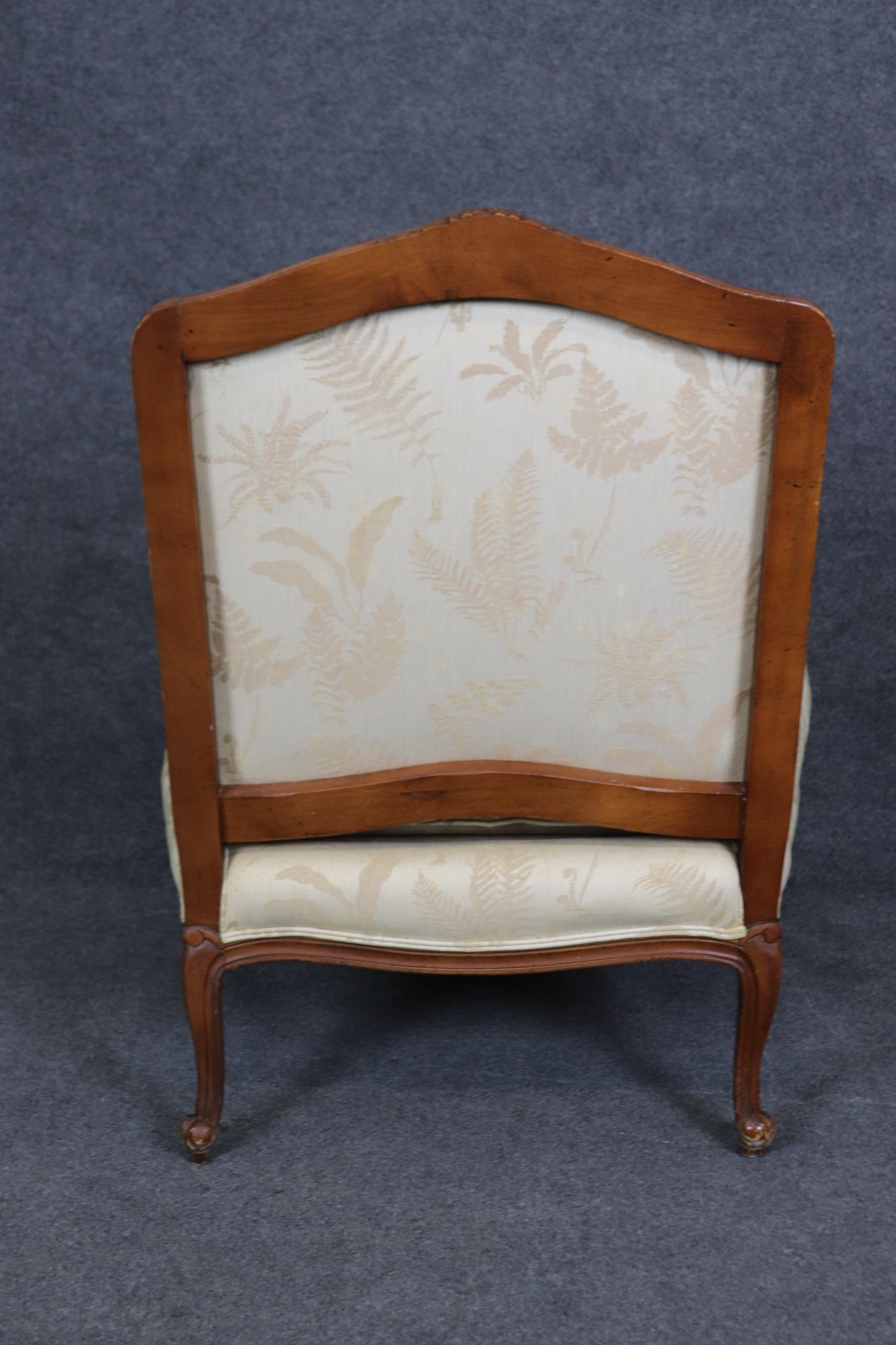 Baker Furniture Company Carved Walnut French Louis XV Style Arm Chair & Ottoman