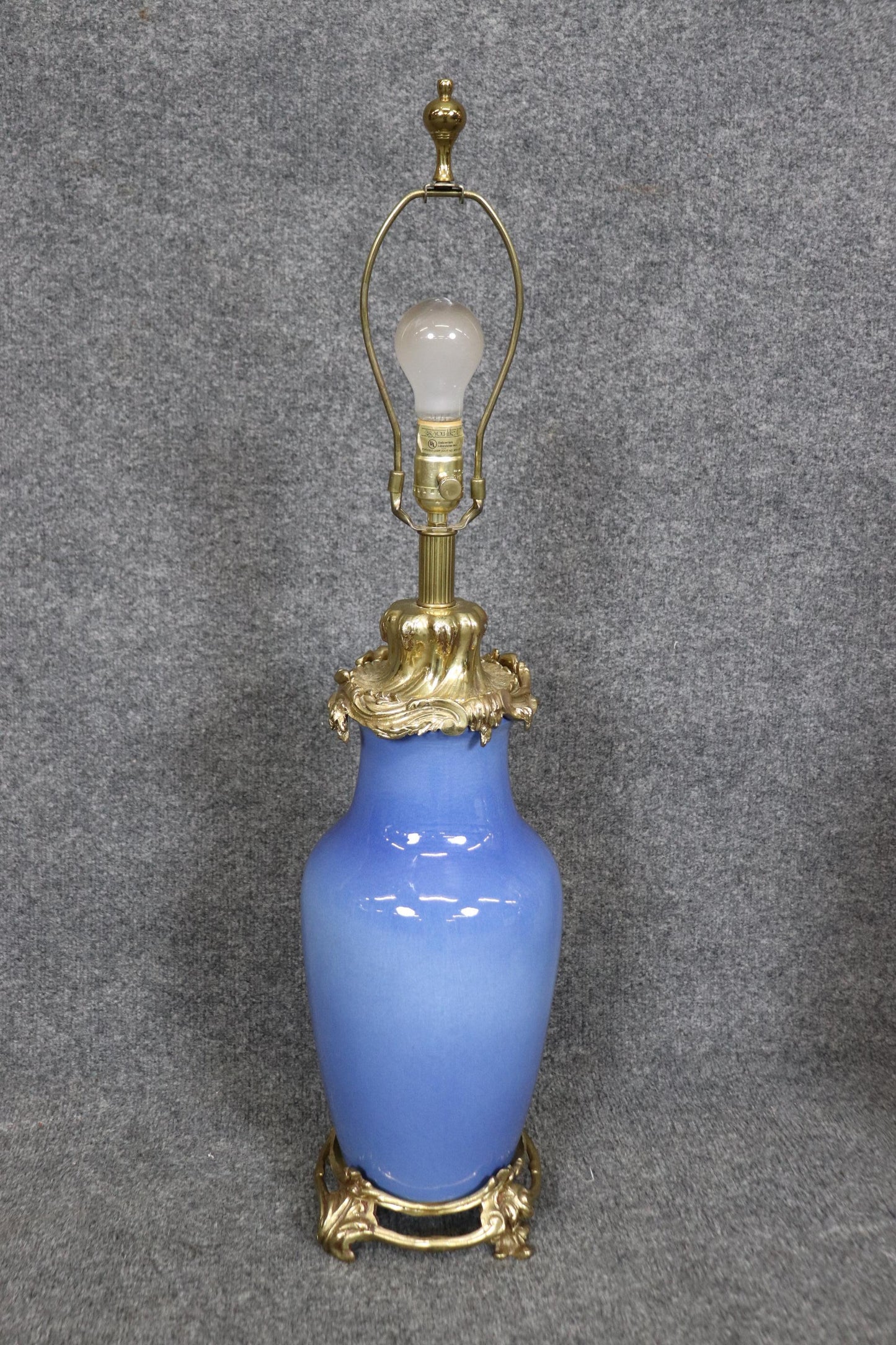 Outstanding Pair Bronze French Rococo Cobalt Blue Porcelain Table Lamps