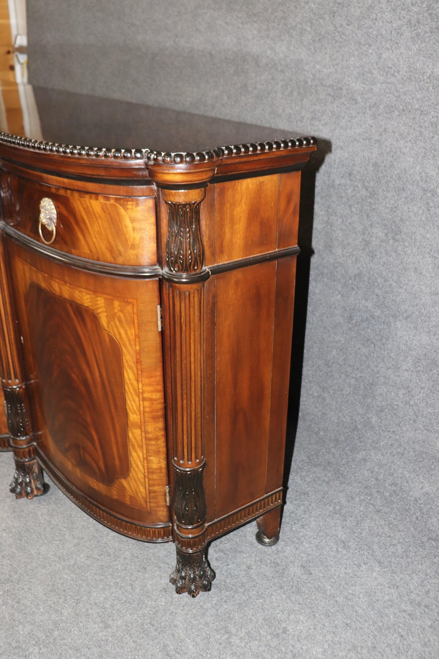 Extraordinary Grand Carved Flame Mahogany Georgian E.J. Victor Sideboard Server