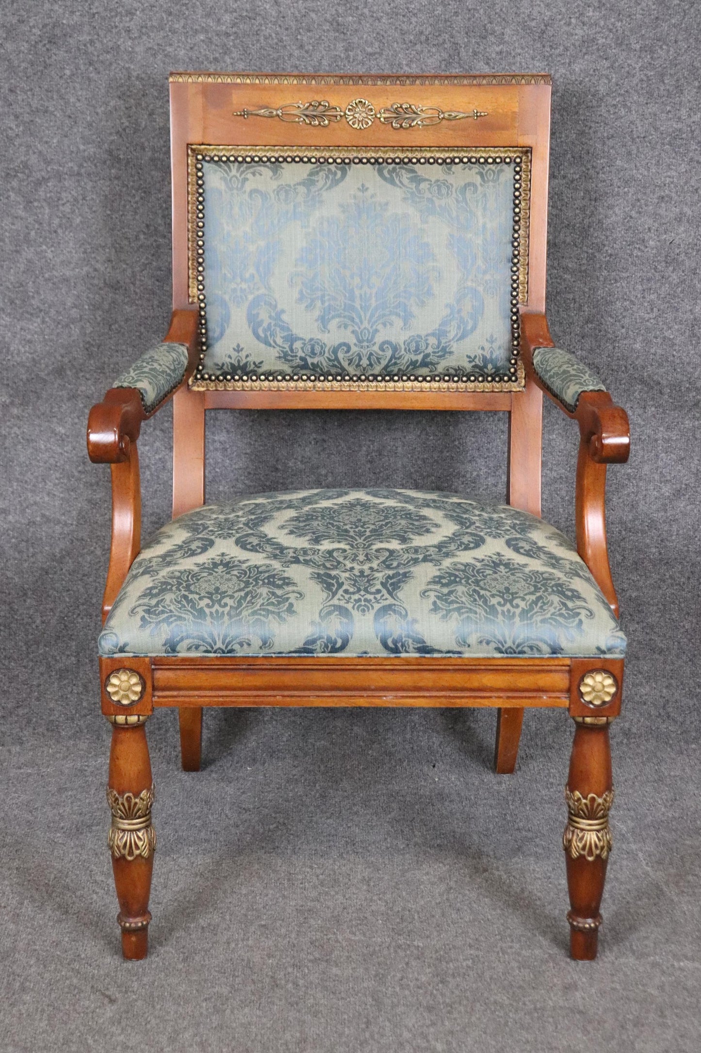 French Empire Style Ormolu Henredon Classic Armchair or Throne Chair