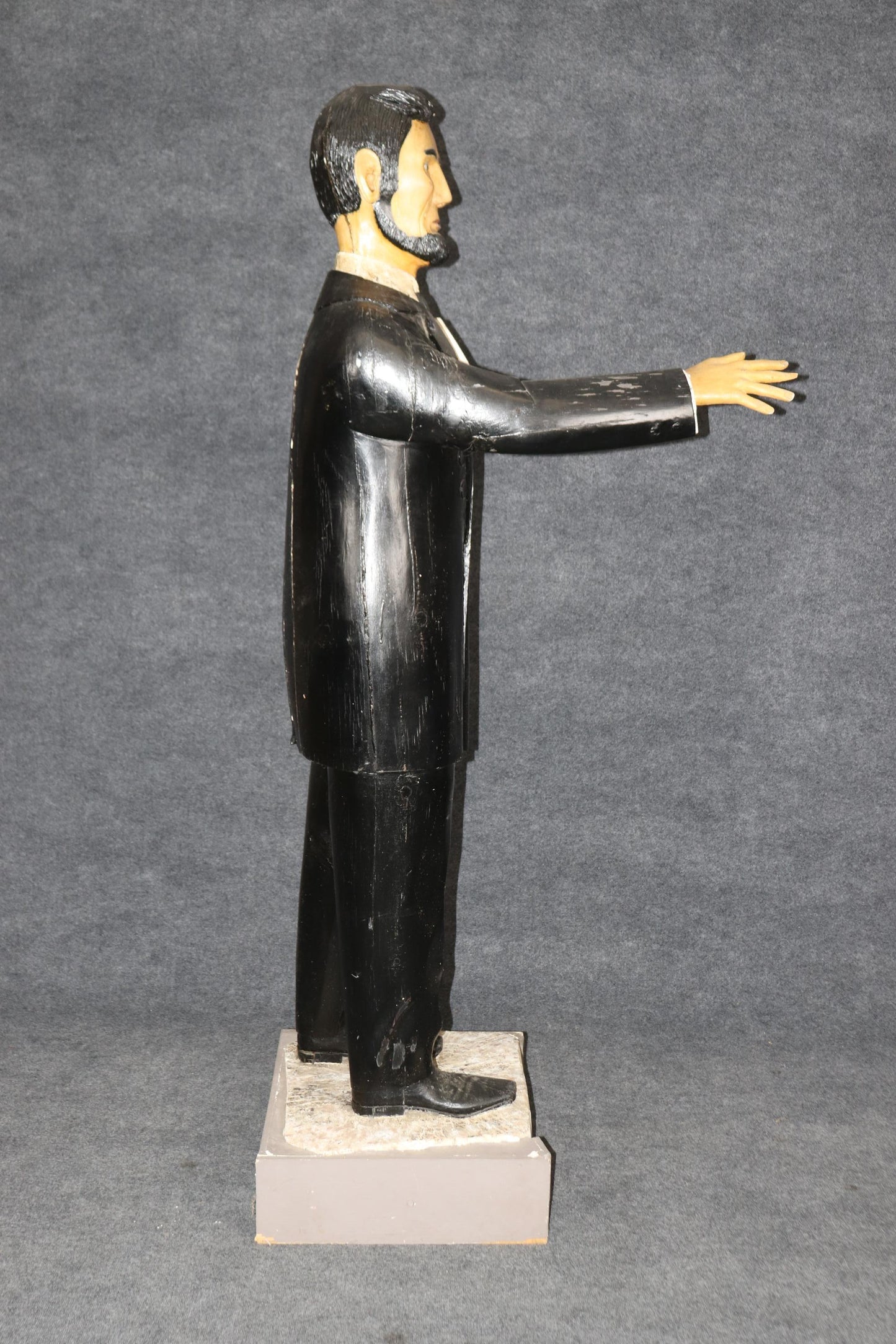 Folk Art Antique Carved Walnut Statue of Abraham Lincoln Circa 1880s Era