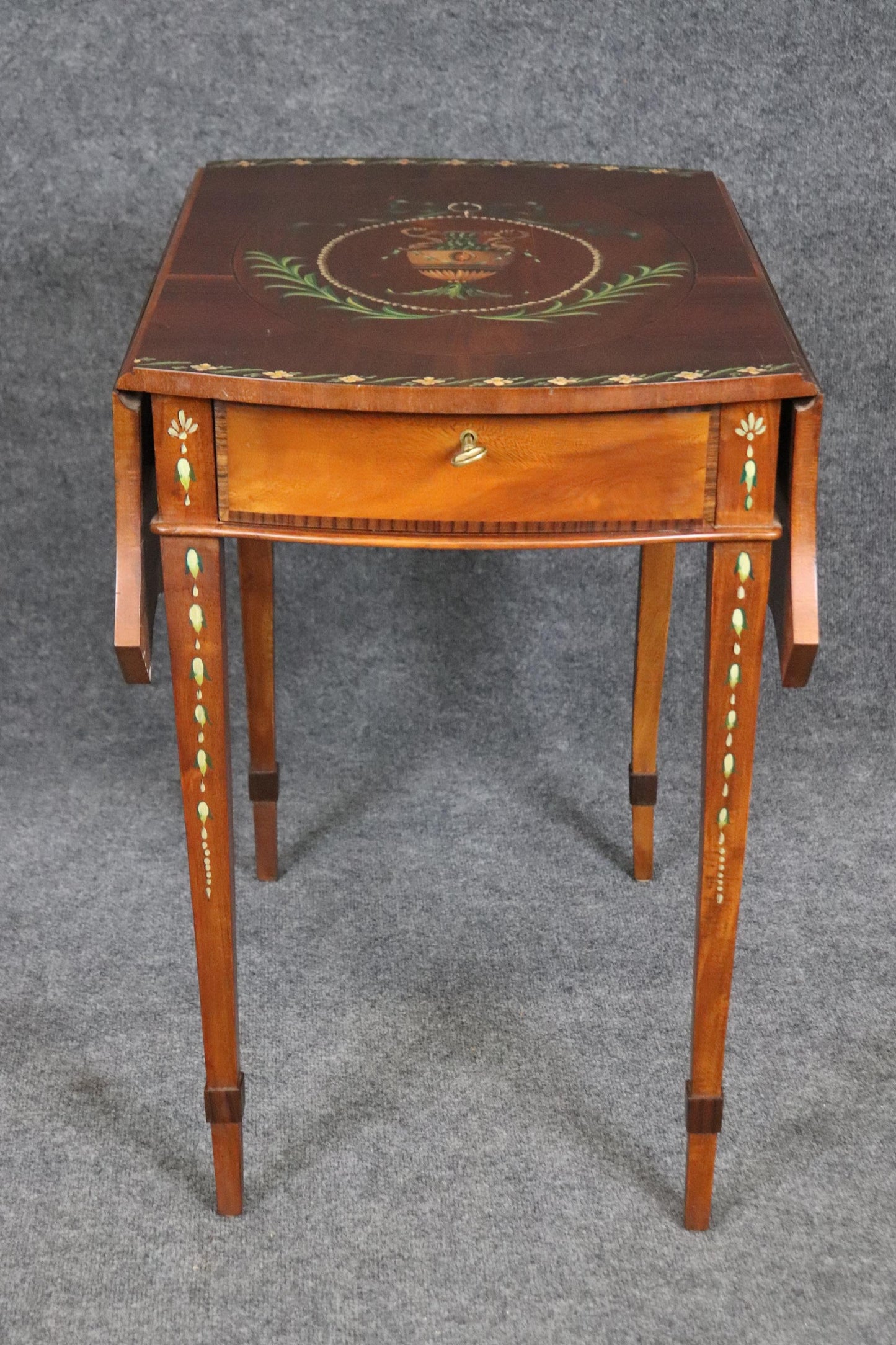 Rare Adams Paint Decorated English Pembroke Table Circa 1920