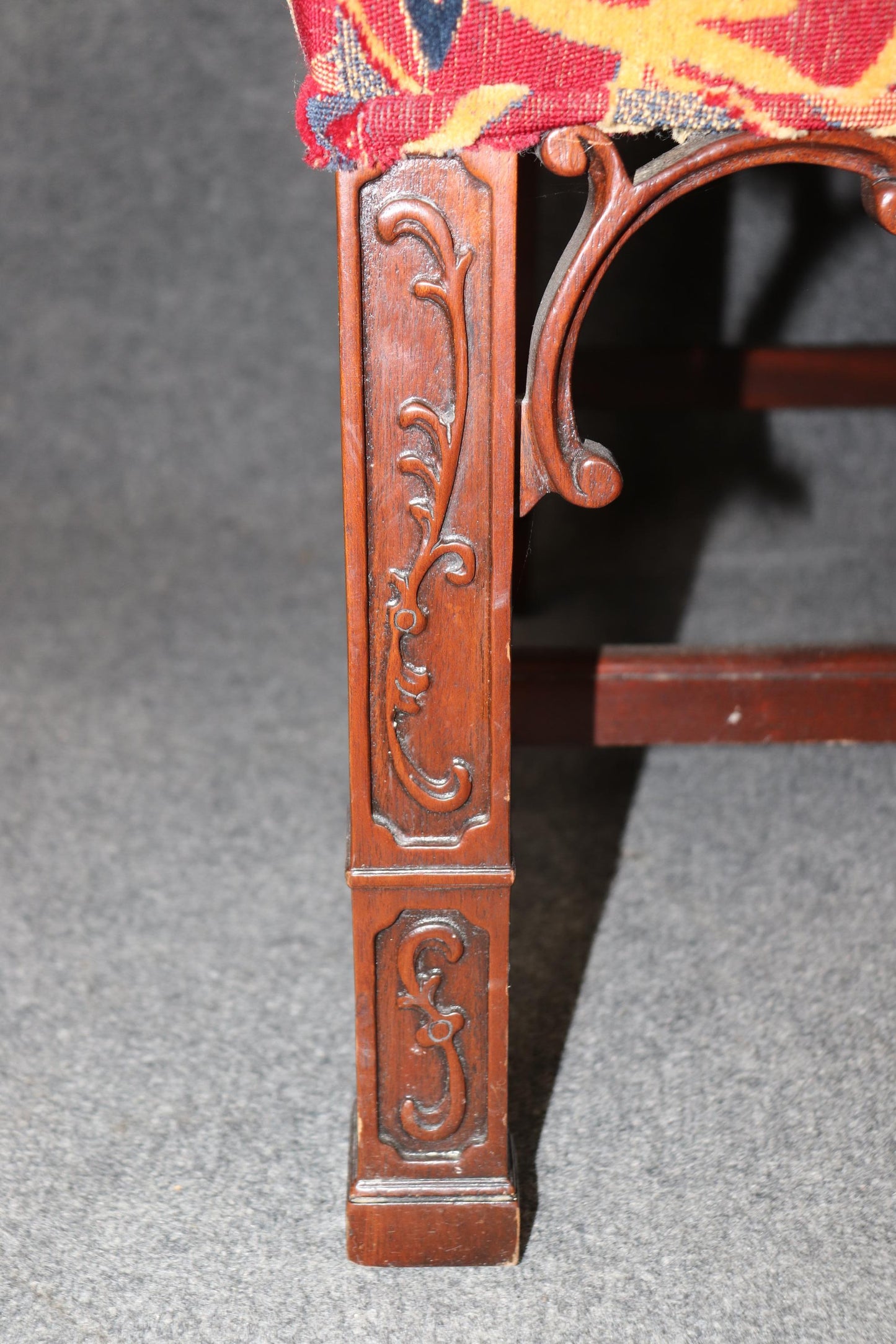 Pair of Solid Mahogany Blind Fretwork Chinese Chippendale Armchairs By Southwood