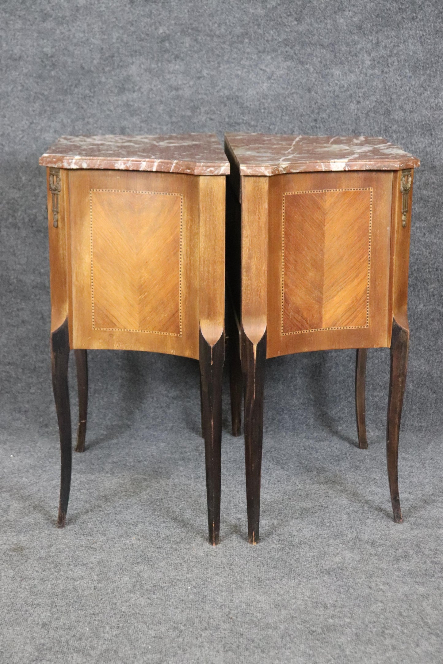 Pair of French Marble Top Nightstands Louis XV