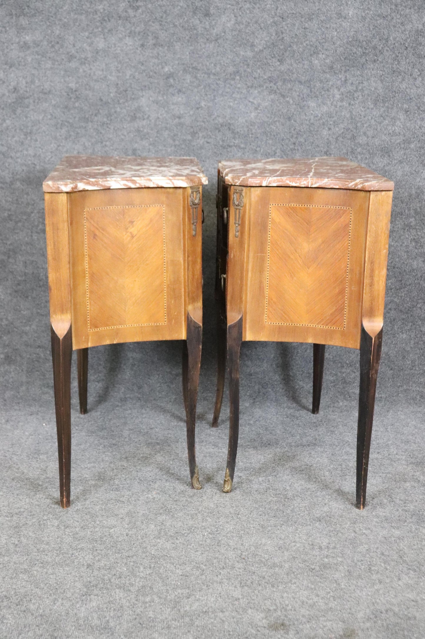 Pair of French Marble Top Nightstands Louis XV