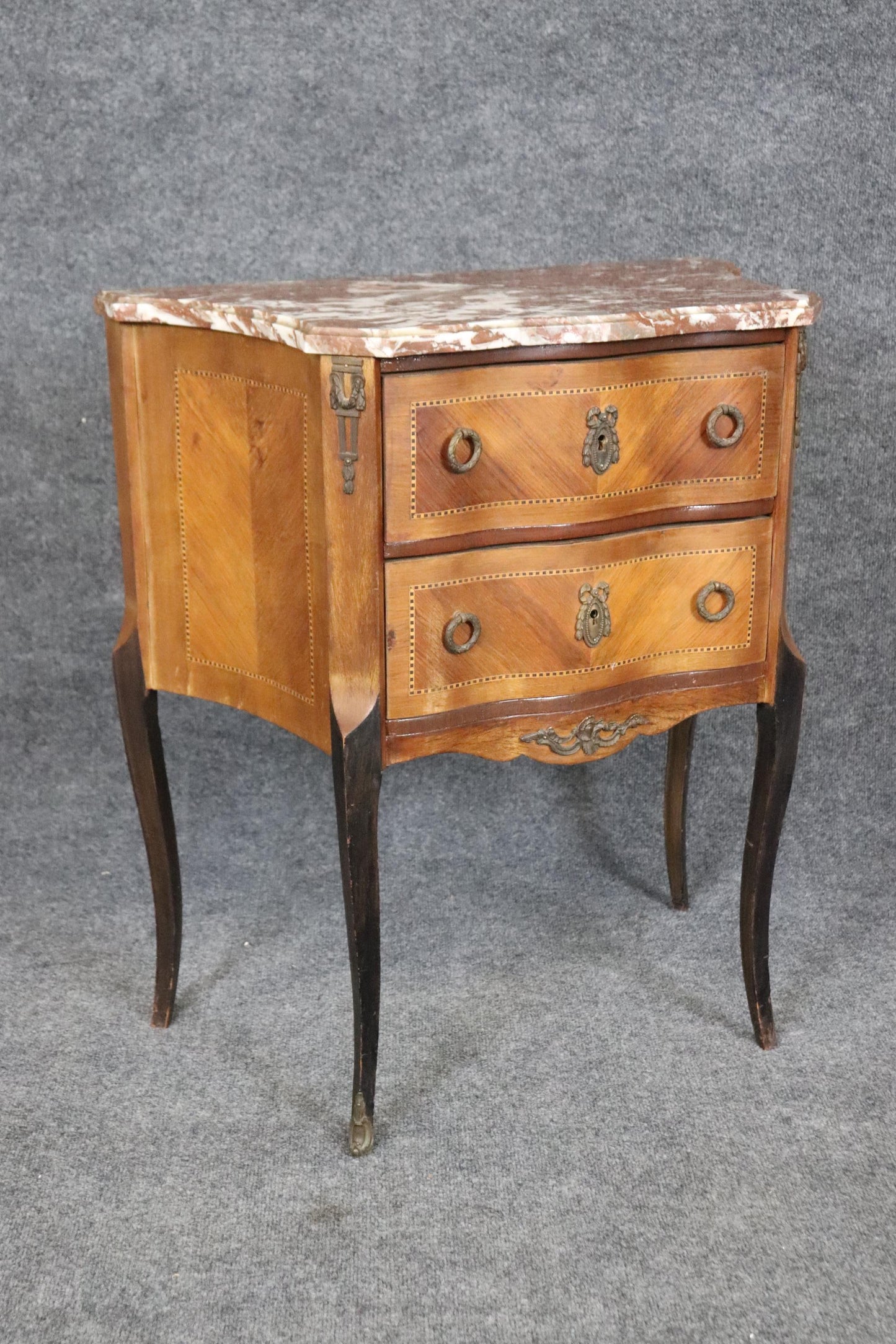 Pair of French Marble Top Nightstands Louis XV