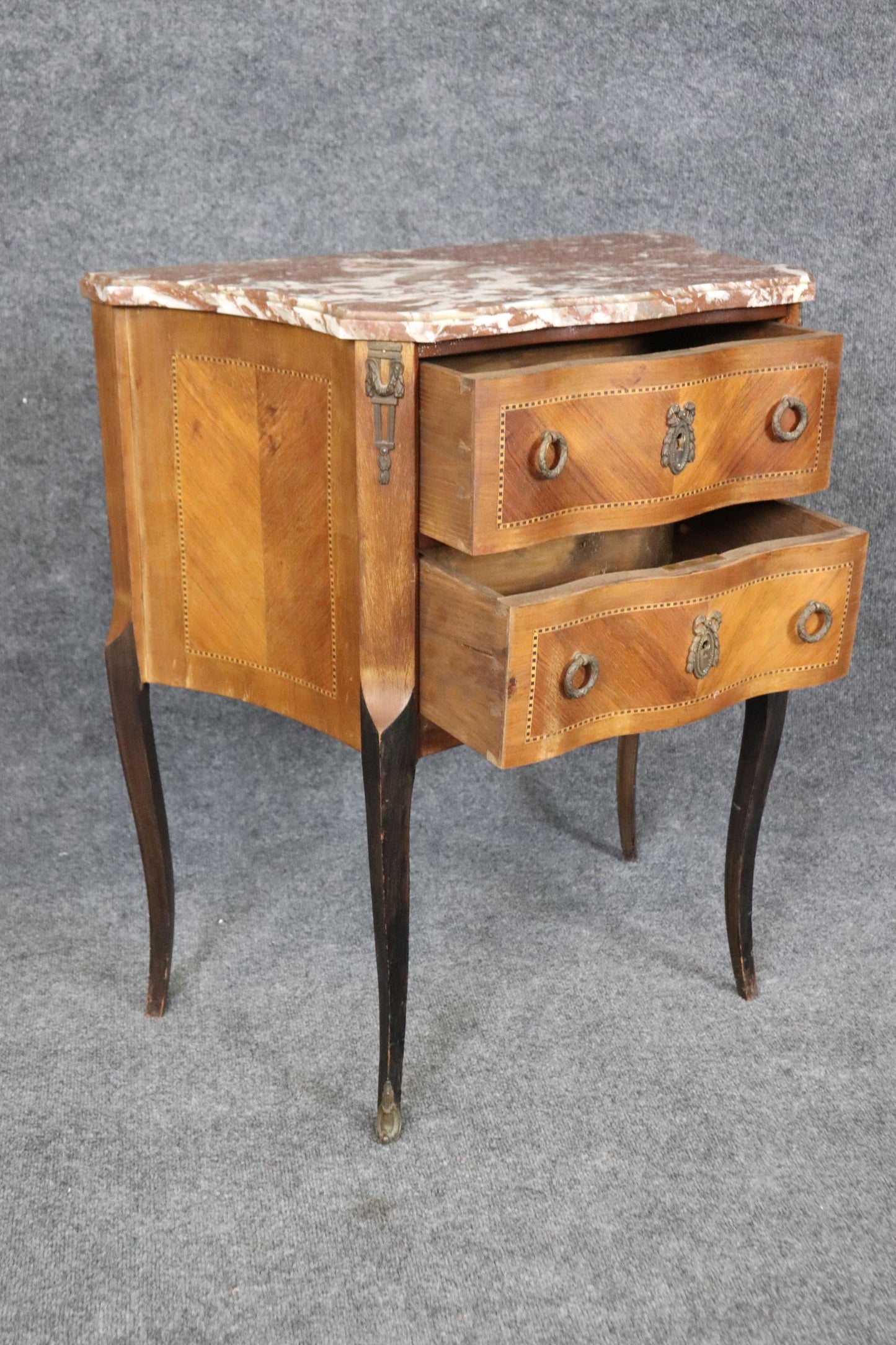 Pair of French Marble Top Nightstands Louis XV