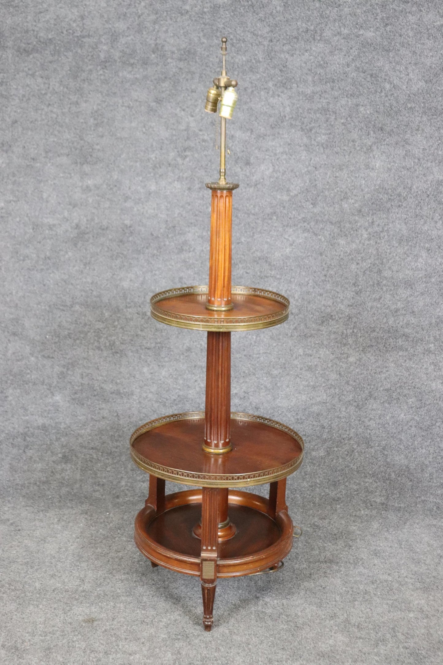 French Directoire Mahogany and Brass Mounted Floor Lamp with Shelves