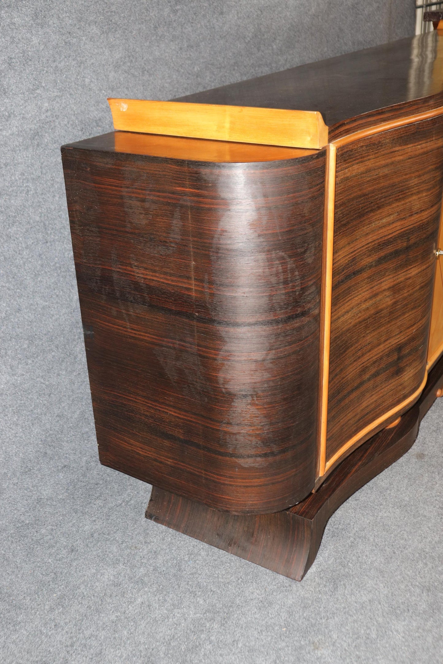 Rare Macassar Ebony and Satinwood French Art Deco Sideboard in The manner Leleu