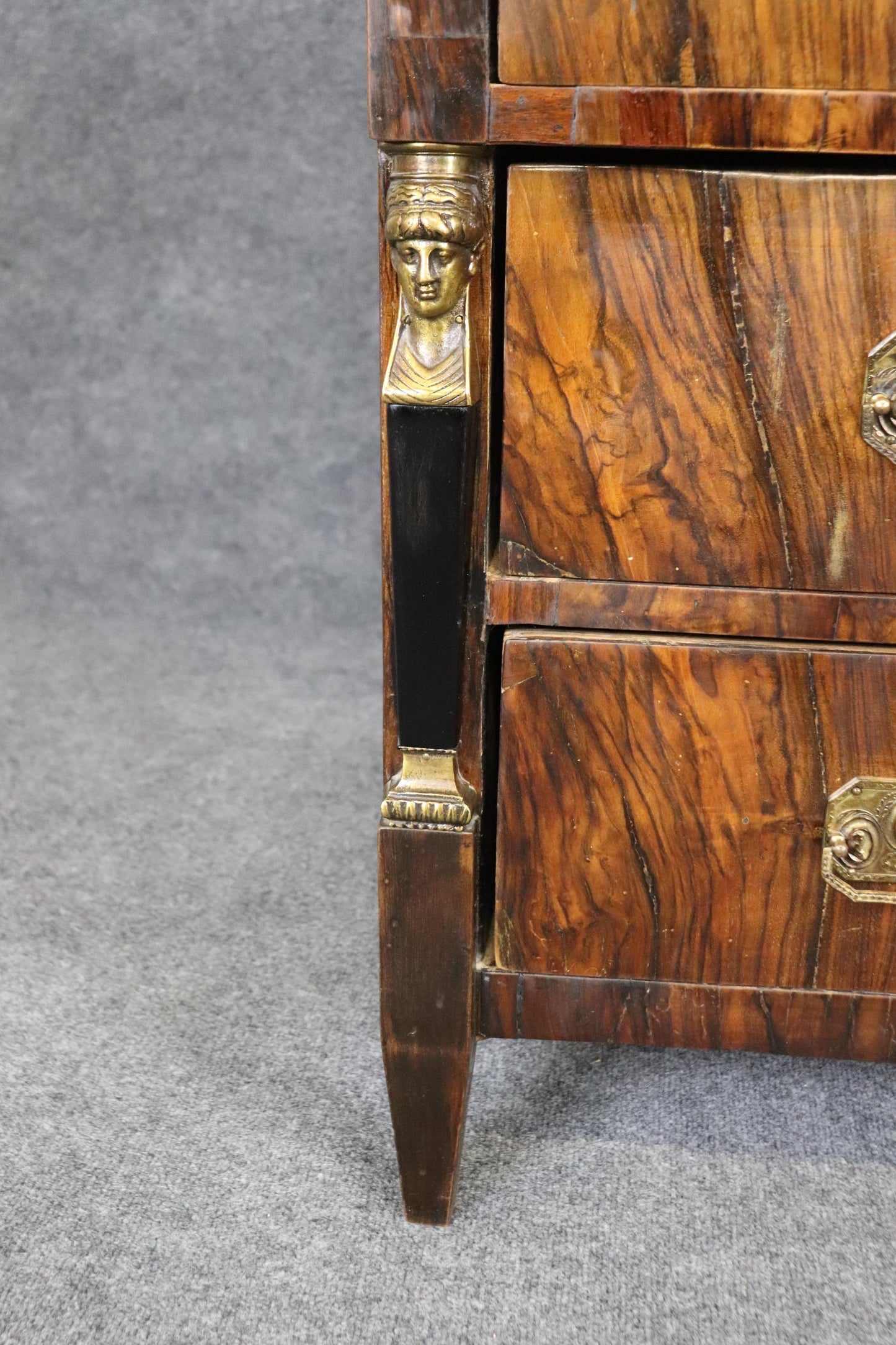 Superb Circassian Walnut Bronze French Empire 1780s Era Commode Dresser