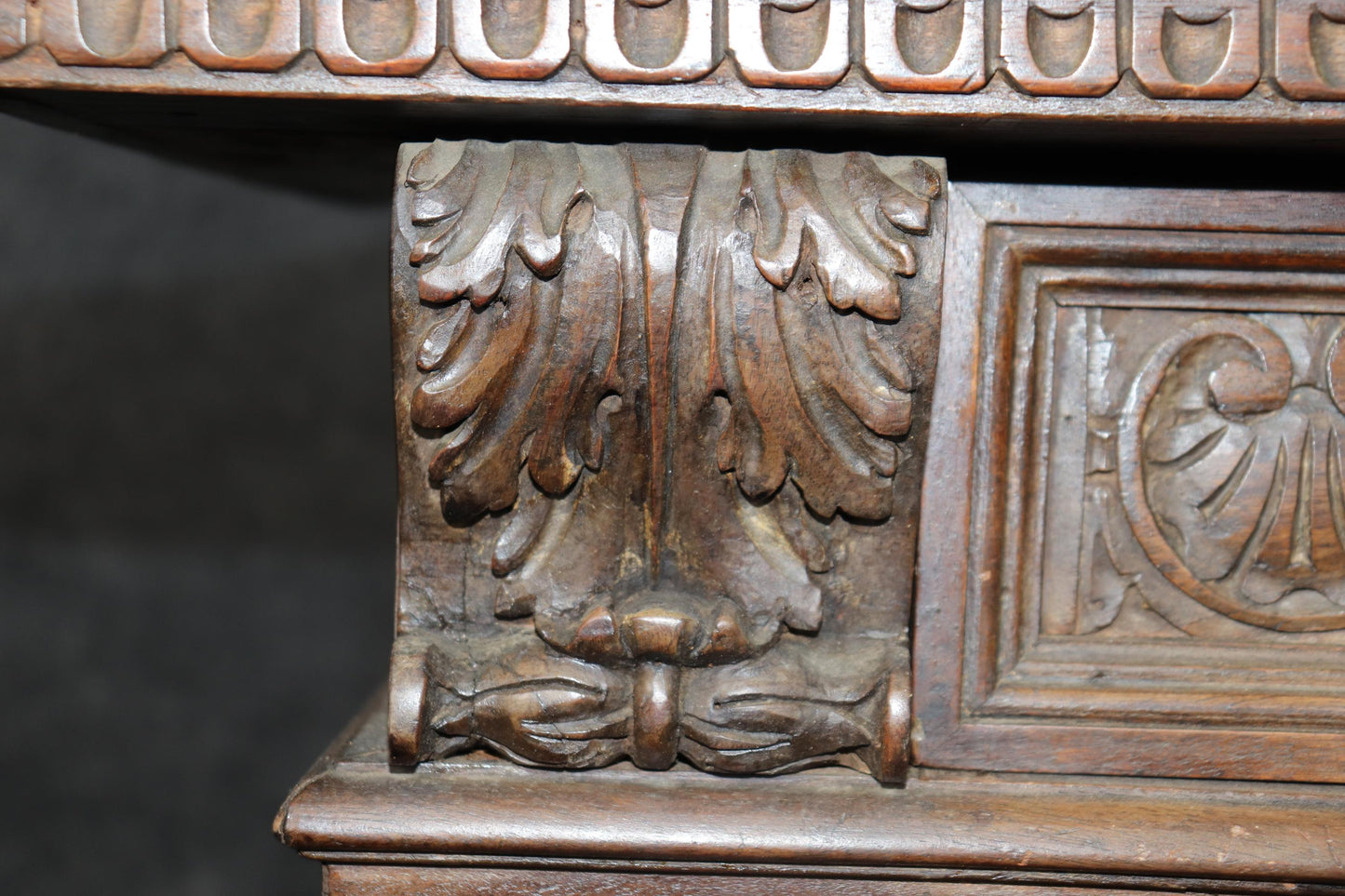 Fine Quality 18th Century Walnut Italian Carved Figural Side Cabinet Commode