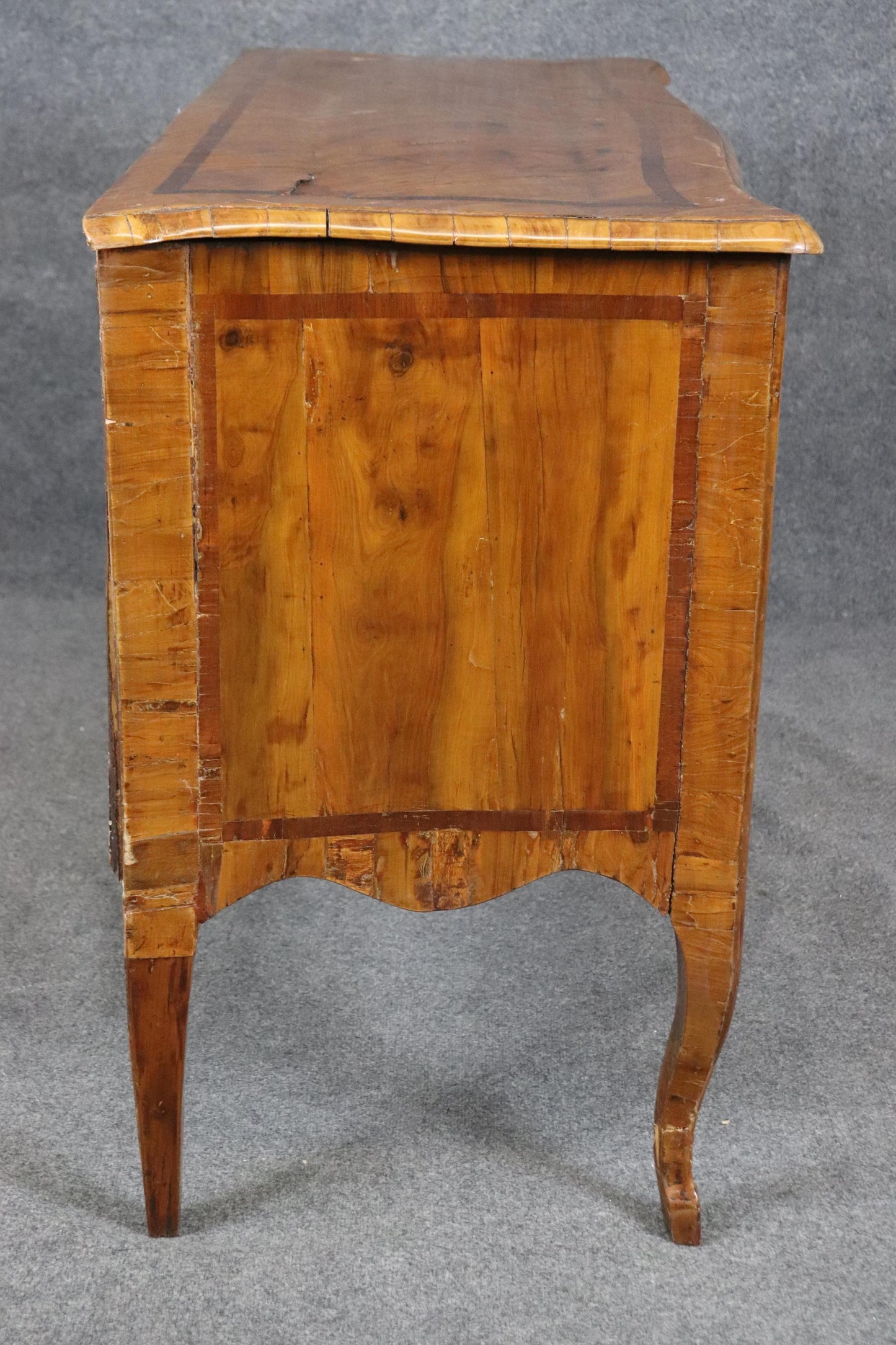 Antique Olive Wood Italian-Made Louis XV Commode 1740s era