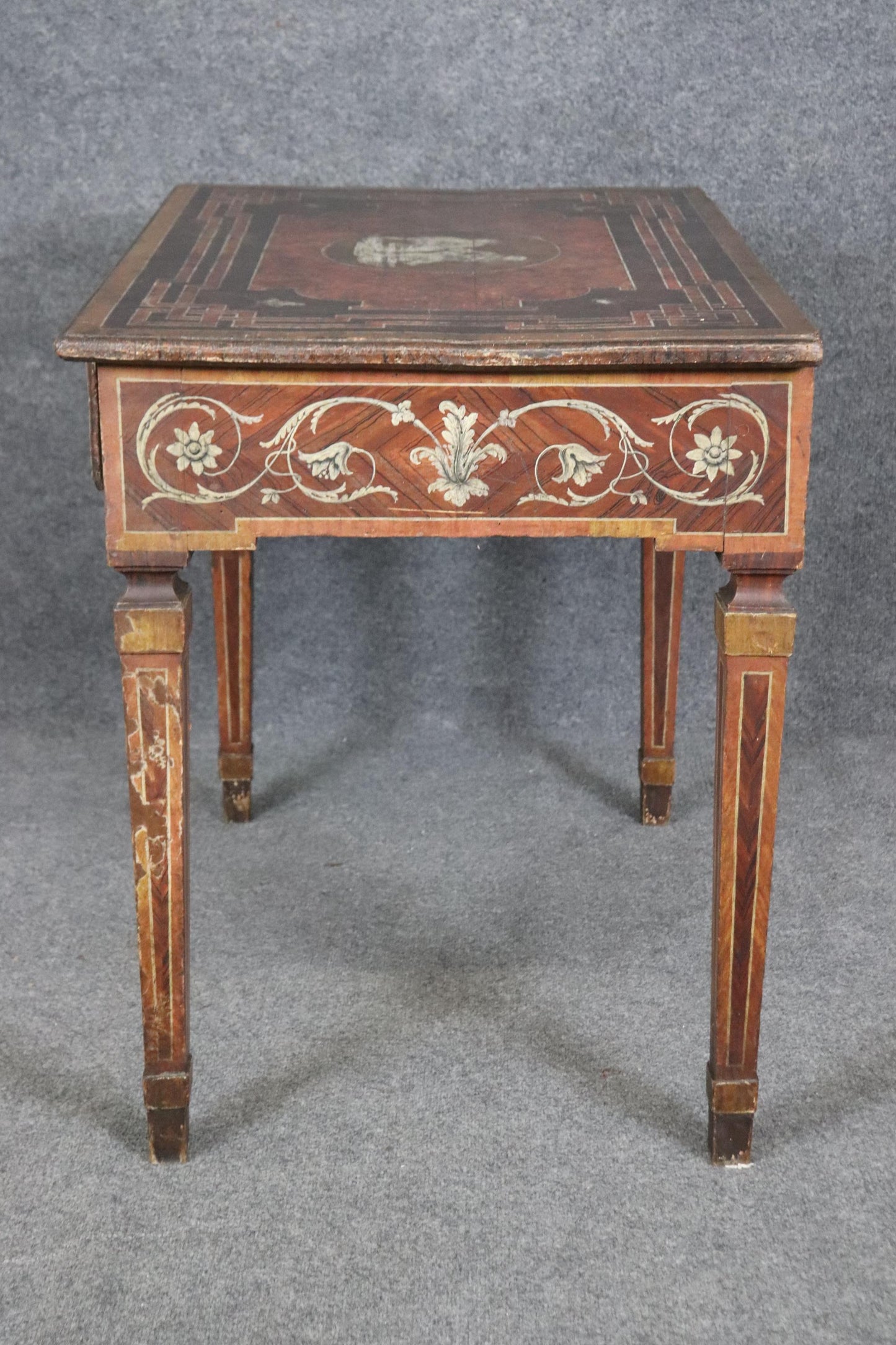 18th century Italian Paint Decorated Writing Desk with Drawer Circa 1760s