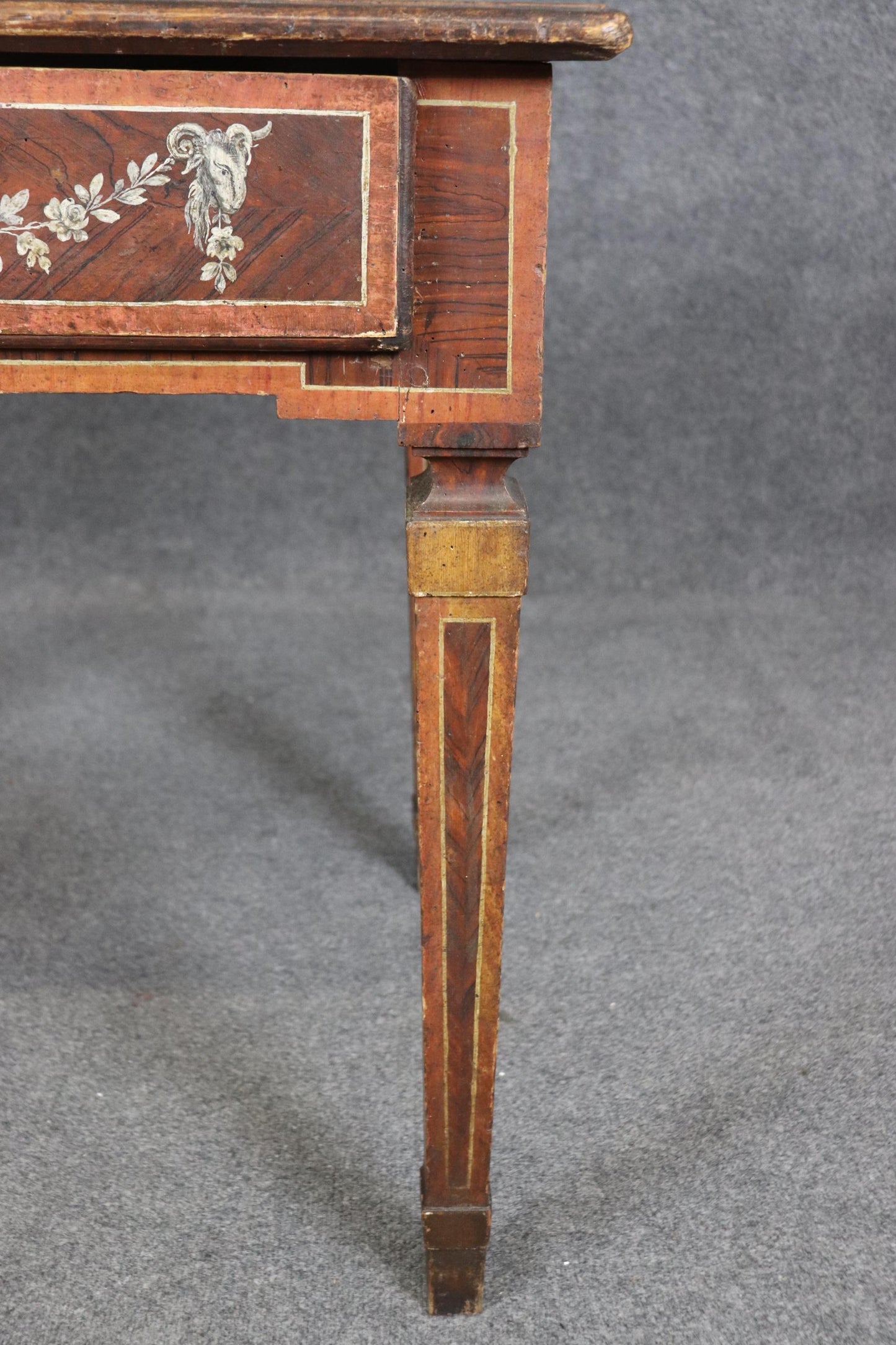 18th century Italian Paint Decorated Writing Desk with Drawer Circa 1760s