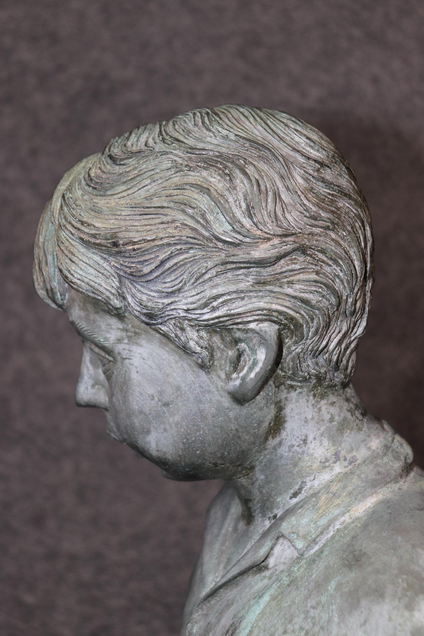 Bronze Elite by Henre in Verdi Gris Outdoor Statue of a Young Boy on a Rock