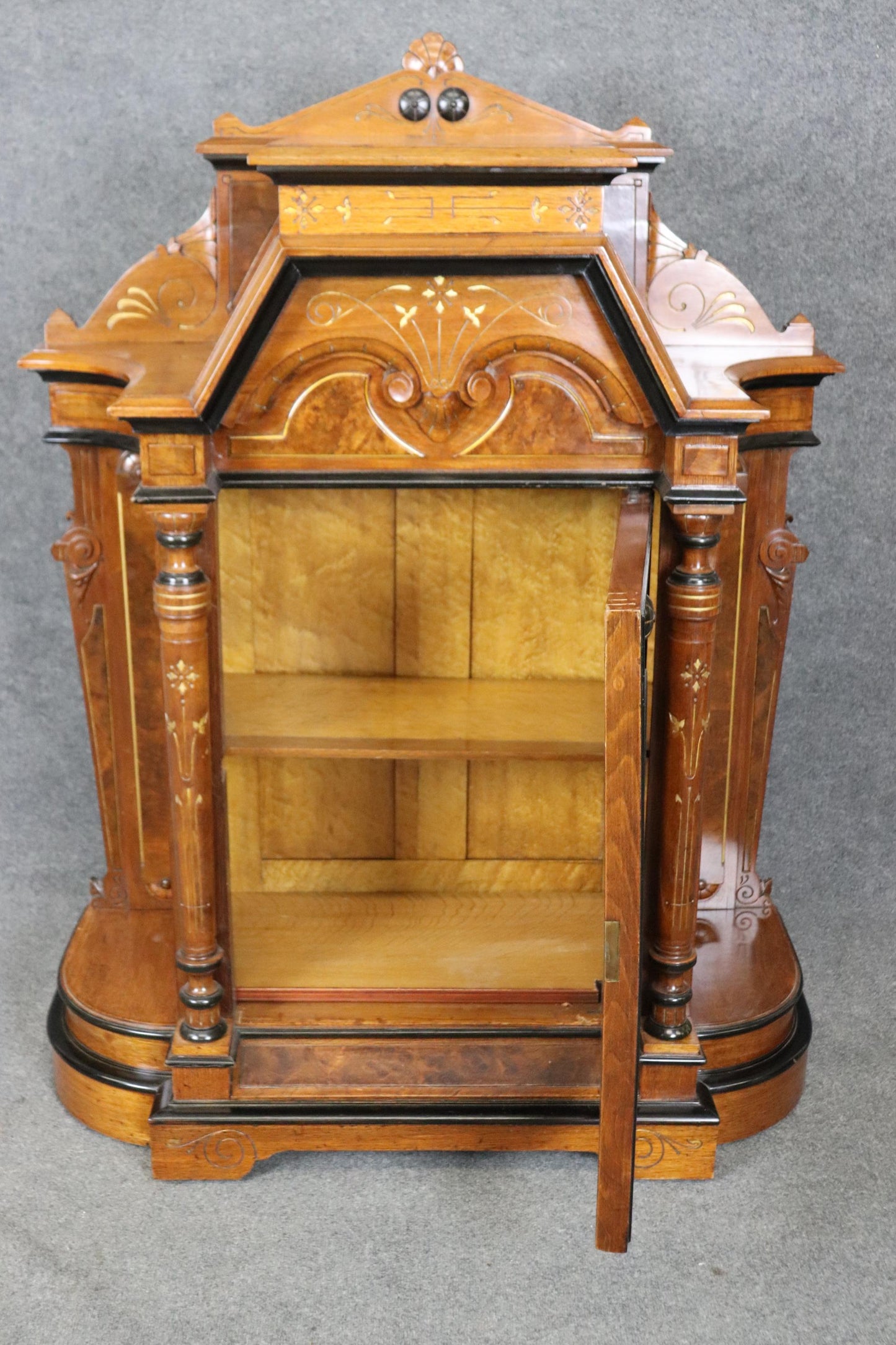 Rare Pair of American Renaissance Revival American Victorian Pedestal Cabinets