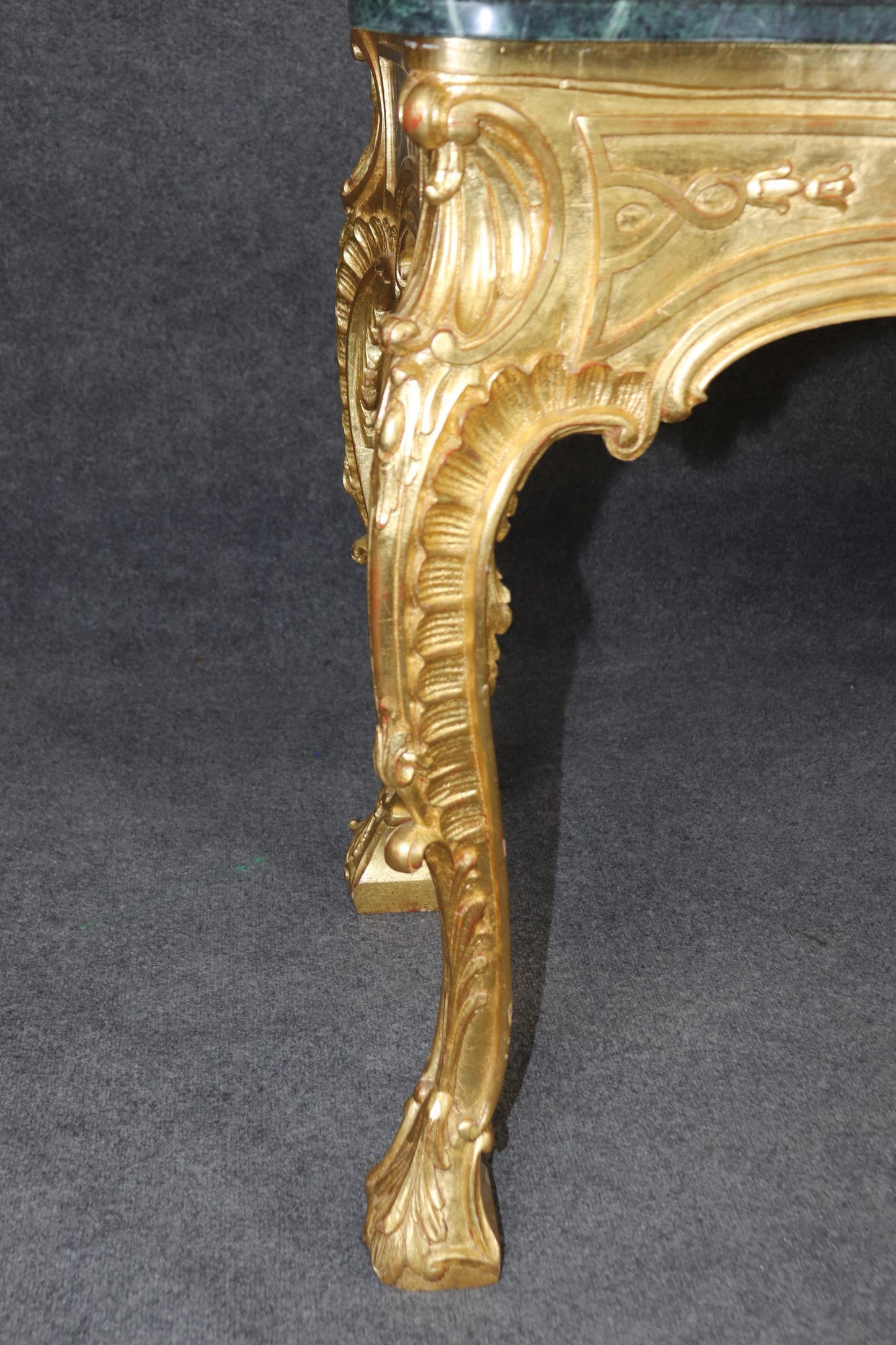 Bright Gilded Georgian Carved Walnut Marble Top Console Serving Table