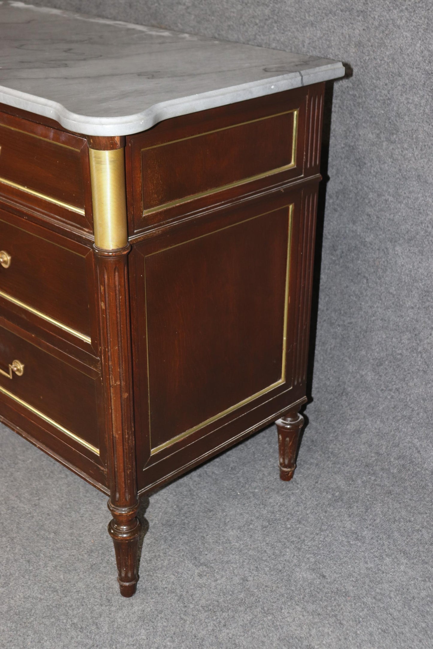 Maison Jansen Style Mahogany with Brass and Bronze Ormolu Triple Dresser