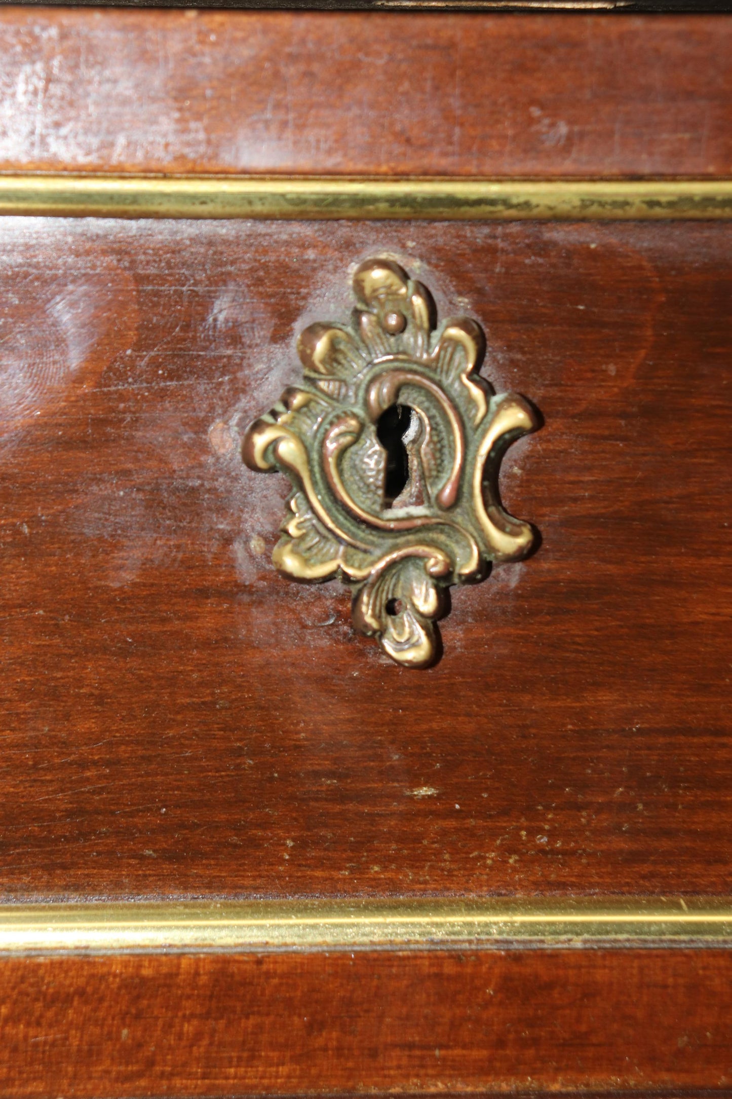 Maison Jansen Style Mahogany with Brass and Bronze Ormolu Triple Dresser