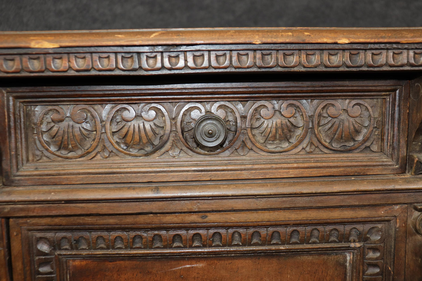 Fine Quality 18th Century Walnut Italian Carved Figural Side Cabinet Commode