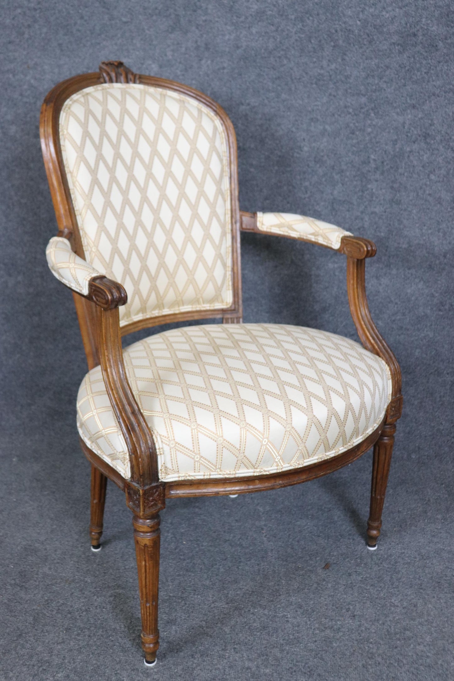 Pair of Louis XVI Style French Walnut Armchairs Circa 1930s era