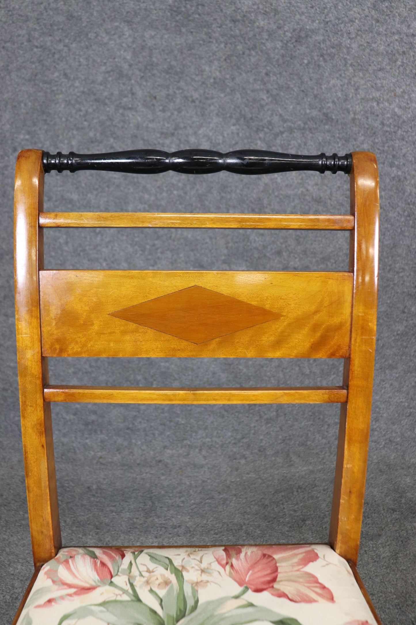 Pair of Birch Antique Biedermeier Style Side chairs with Ebonized Accents