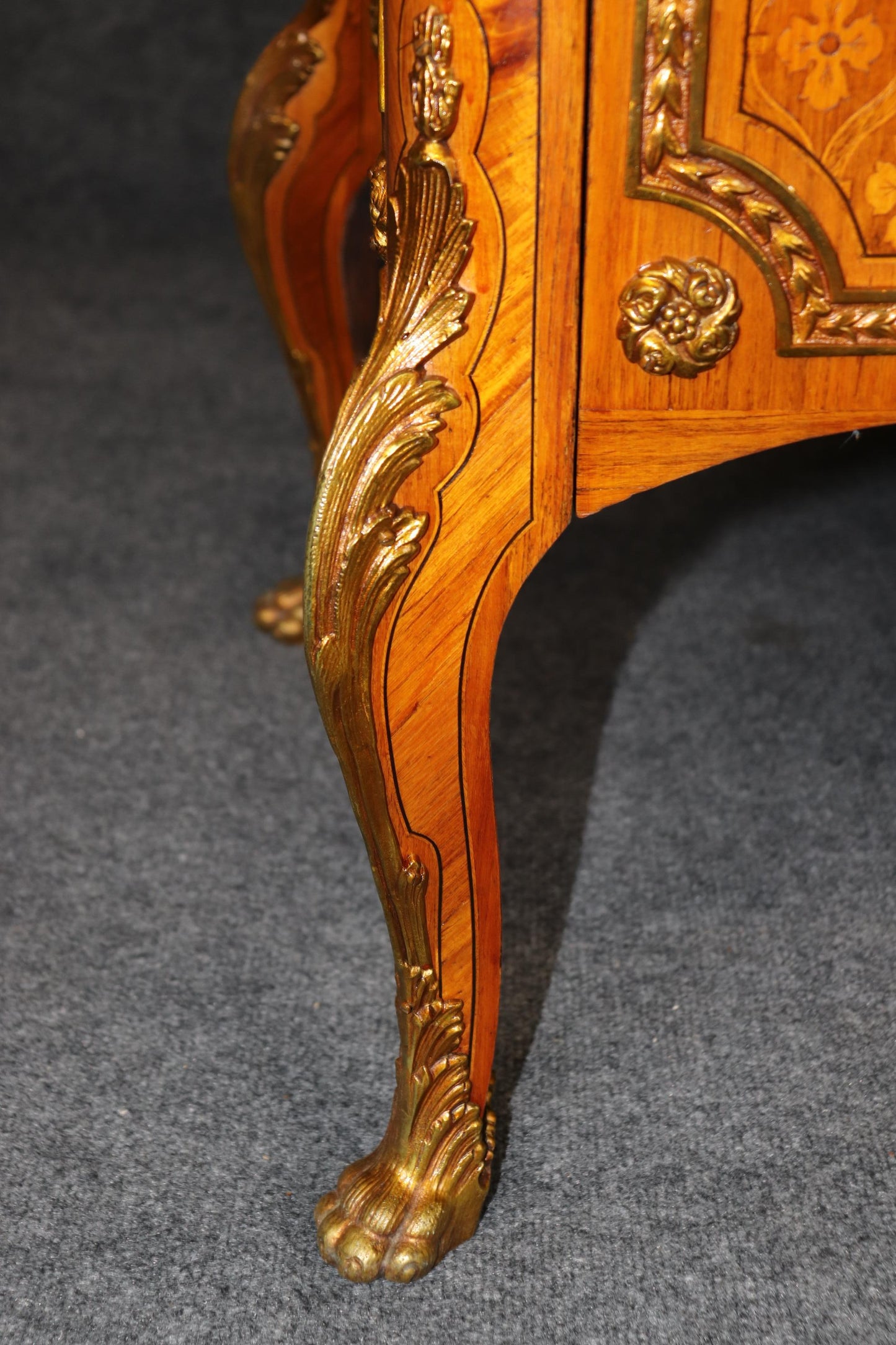 Fantastic Inlaid French Louis XV Double-Thick Marble Top Commode