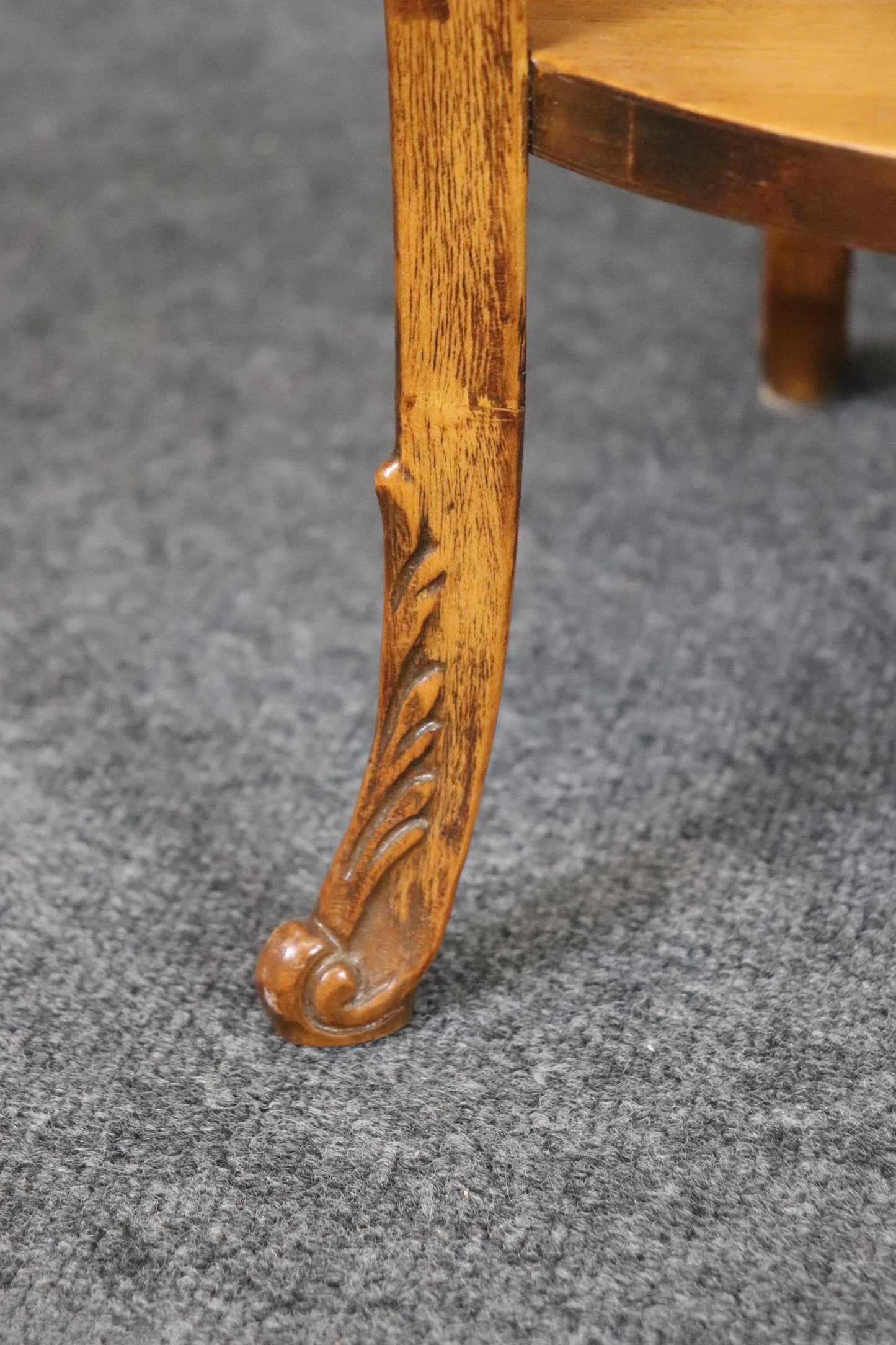 Fine Pair of French Walnut and Satinwood Carved Kidney Shapes End Tables