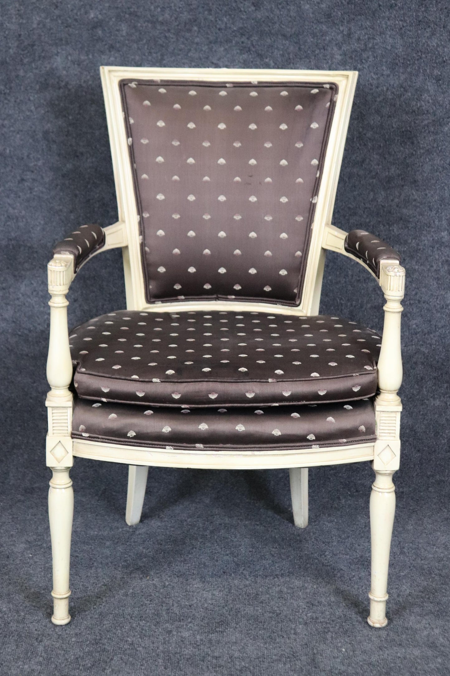 Maison Jansen Style White Painted Upholstered French Directoire Desk Armchair