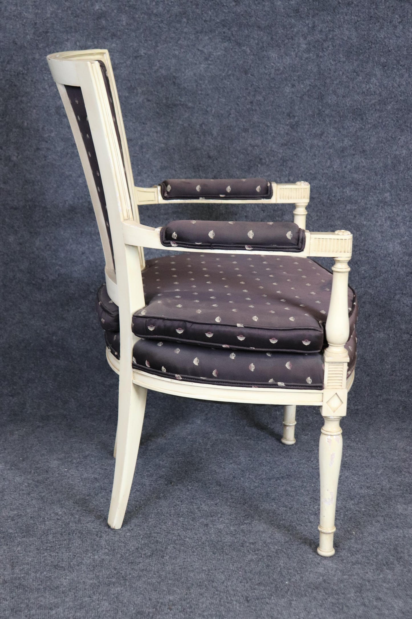 Maison Jansen Style White Painted Upholstered French Directoire Desk Armchair