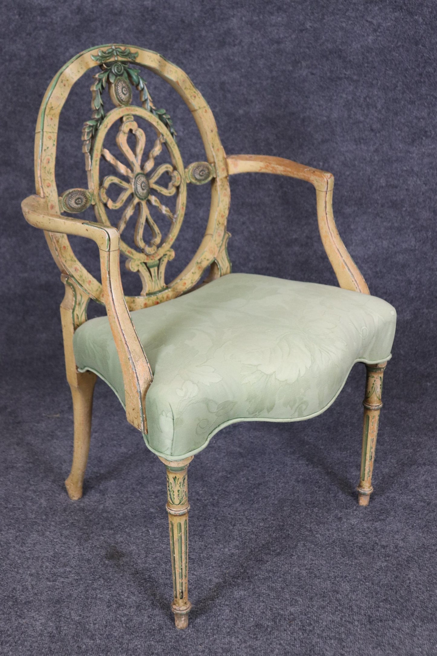 Pair of Gorgeous Adams Paint Decorated English Armchairs Circa 1930s