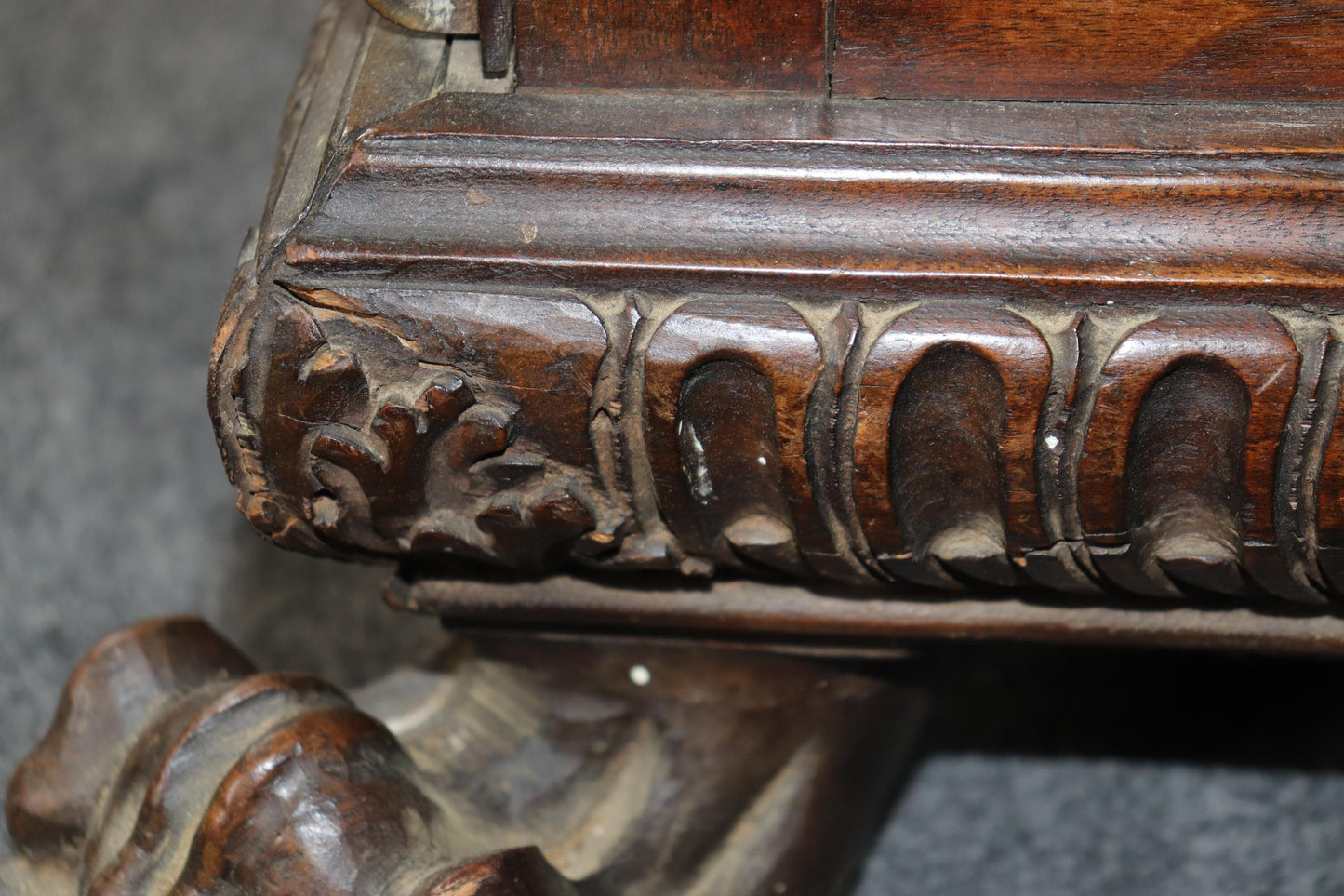 Fine Quality 18th Century Walnut Italian Carved Figural Side Cabinet Commode