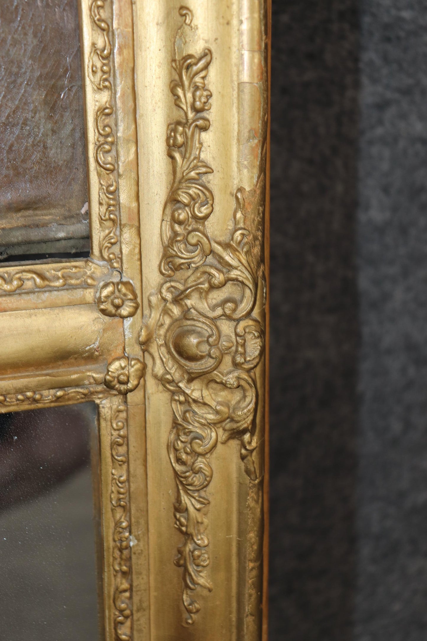 Fine Gilded Painted Trumeau Mirror with Two boys a Dog and their Sandwich