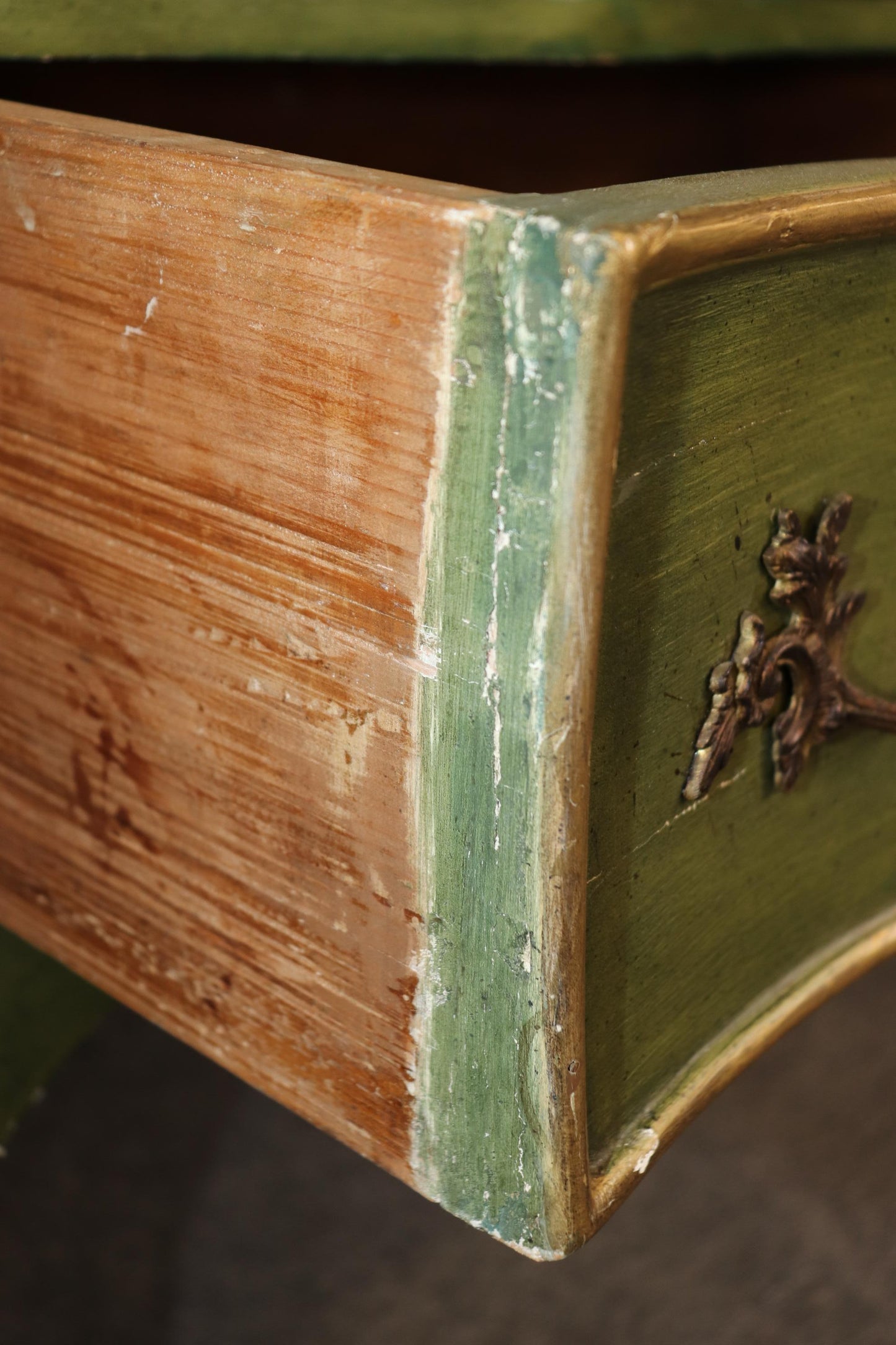 Rare Bright Green Italian Venetian Painted Rococo Secretary Desk Circa 1940