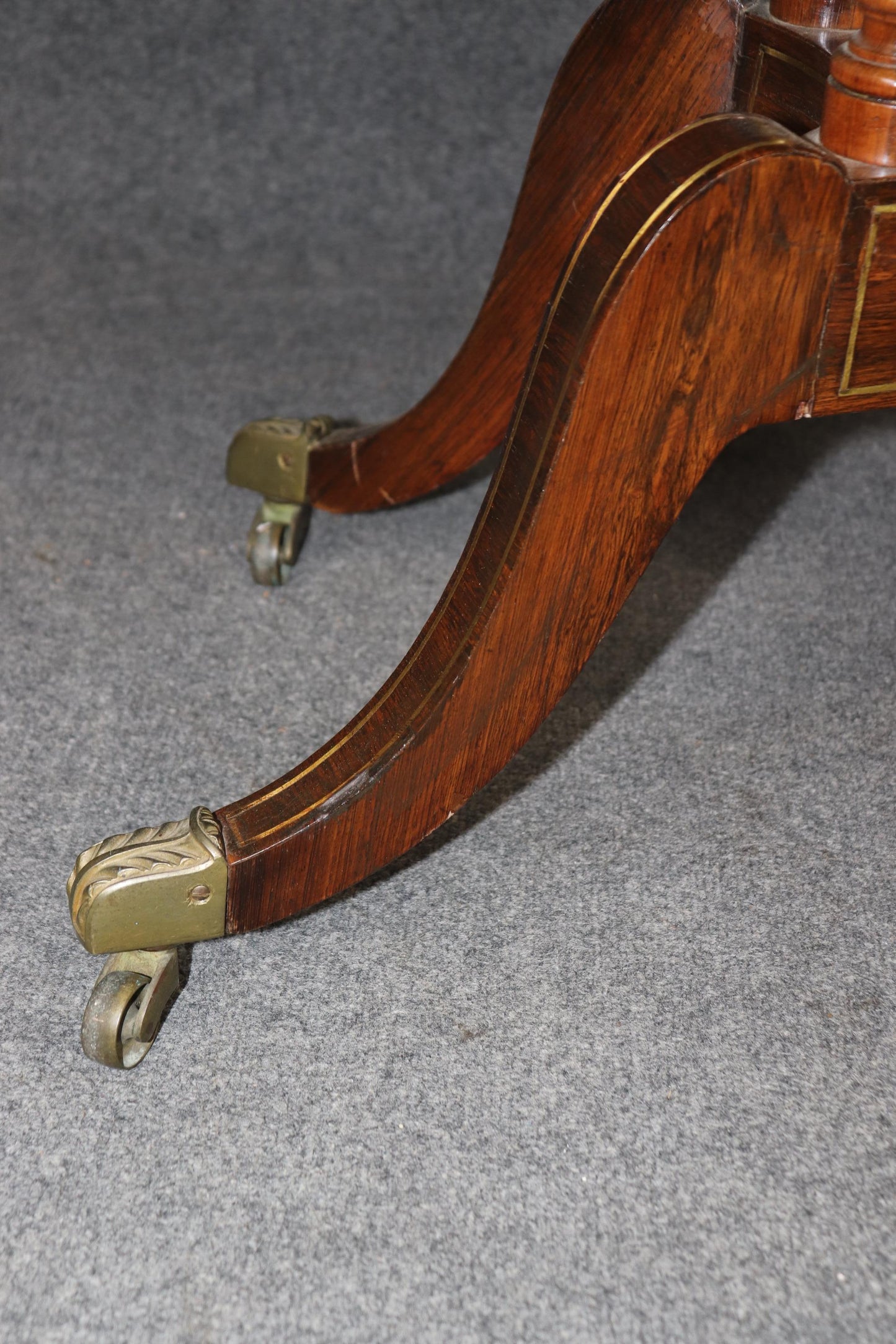 Rare Gilded Rosewood Brass Inlaid English Regency 1820s era Card Games Table