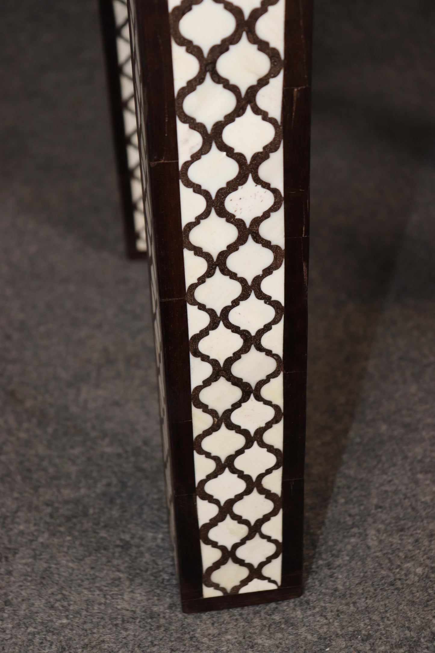 Pair of Moroccan Bone Inlaid Square Shaped End Tables