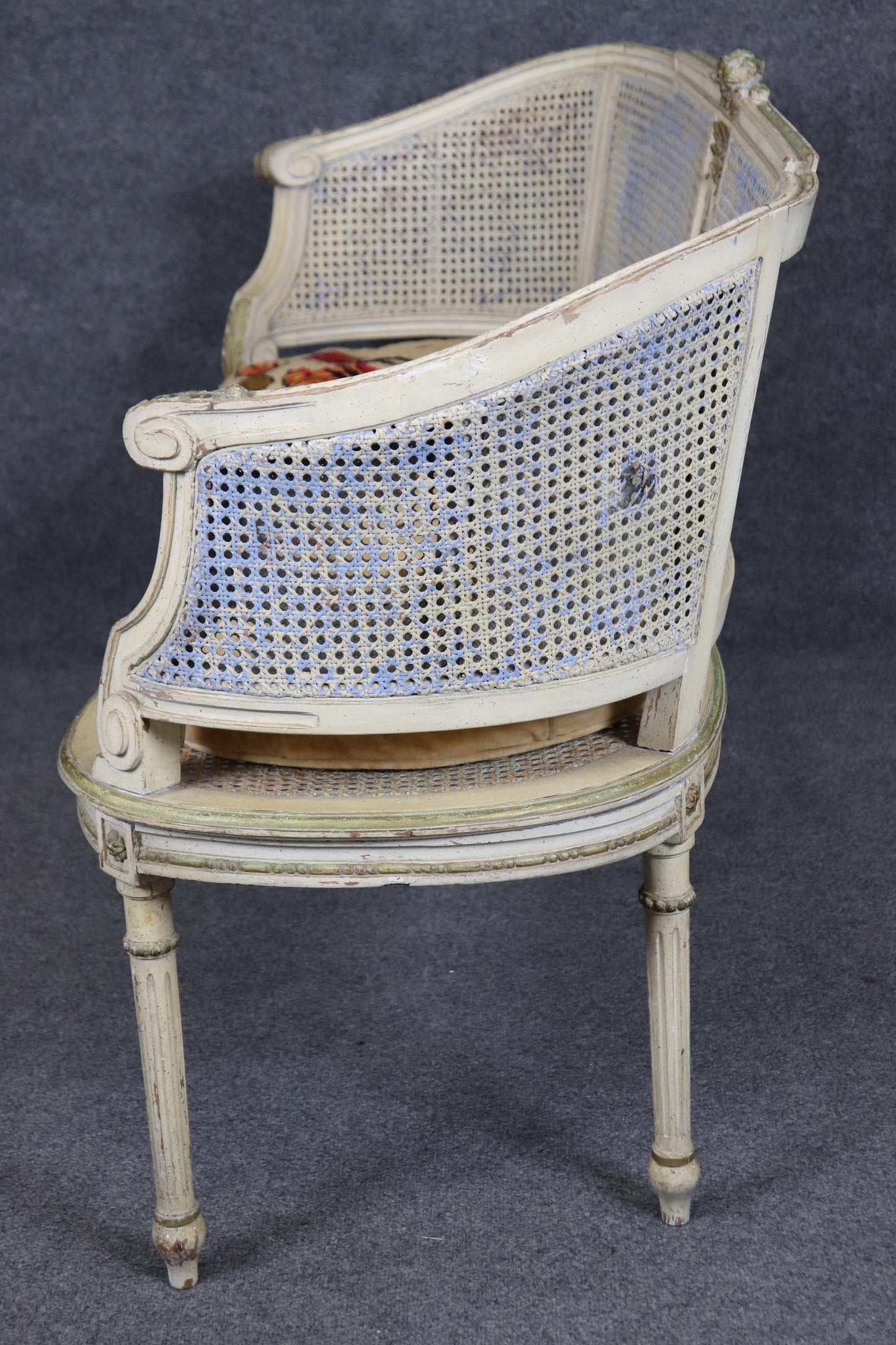 Beautiful Painted French Louis XVI Style Cane Settee