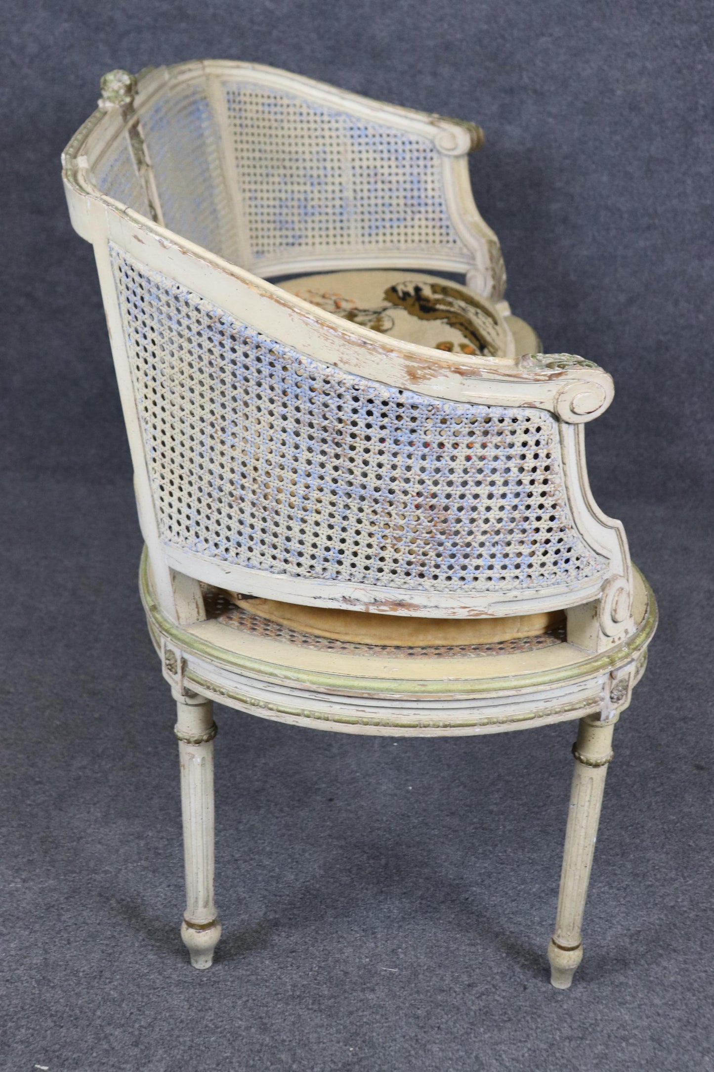 Beautiful Painted French Louis XVI Style Cane Settee