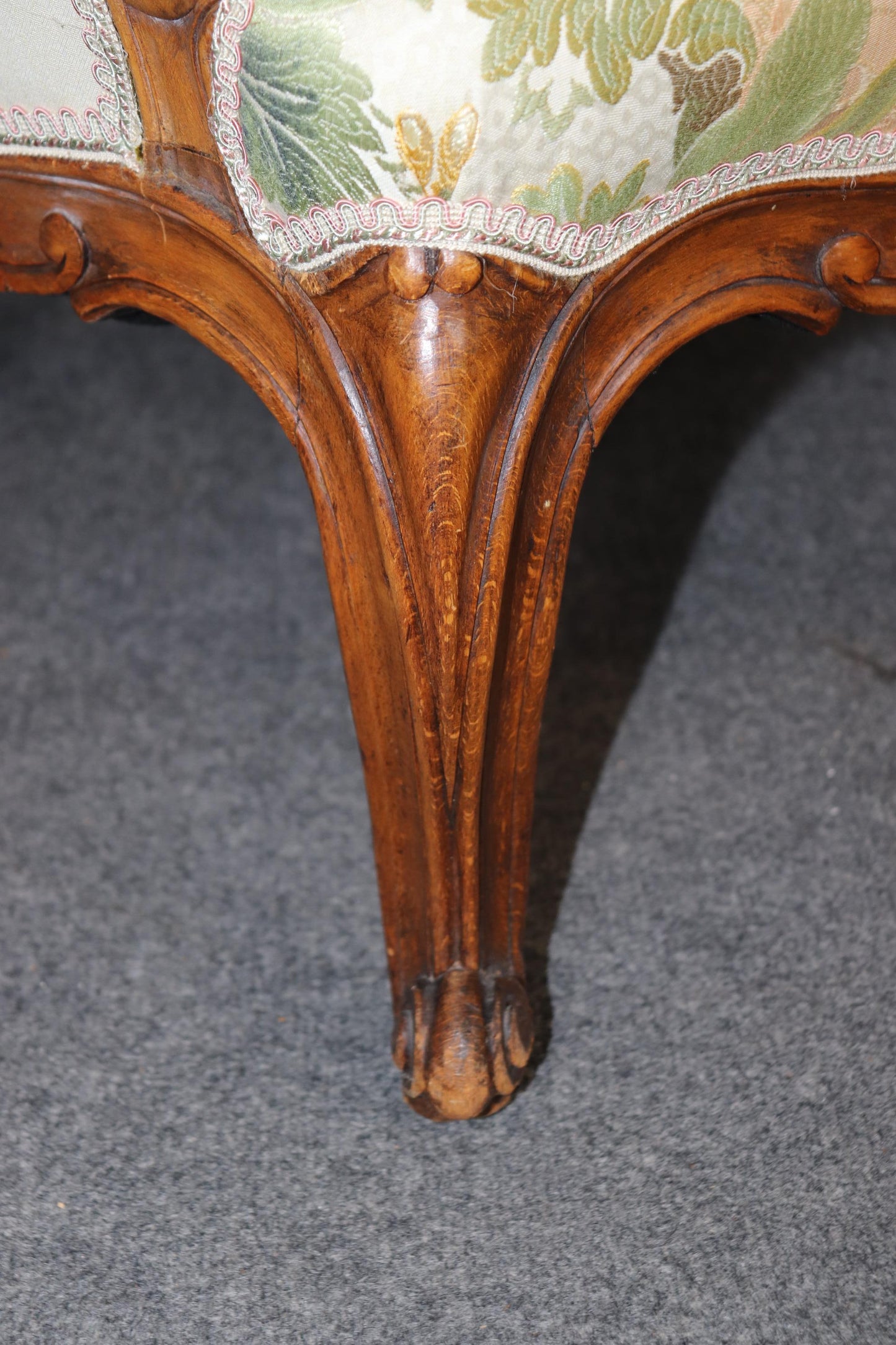 Fantastic Pair of Carved Walnut French Louis XV Style Bergere Chairs