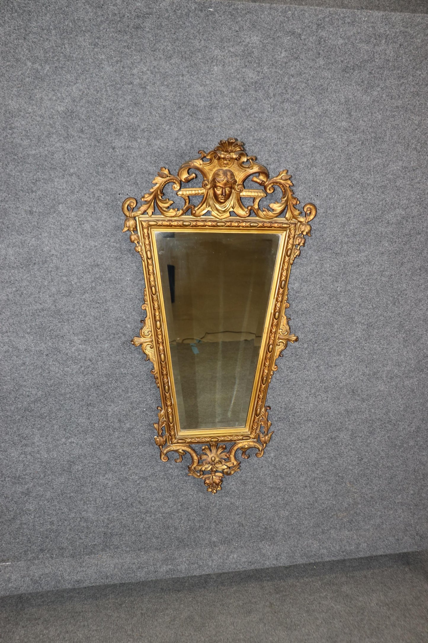 Superb jenny Lind Carved Gilded Carved Walnut Victorian Era Mirror