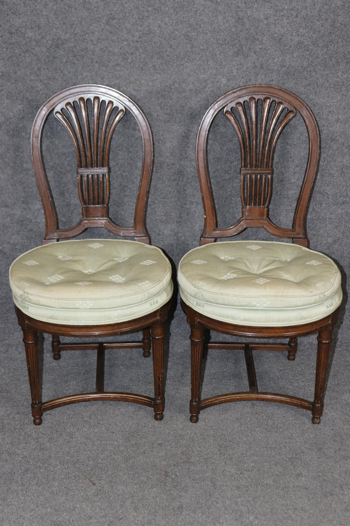 Set of 6 Maison Jansen Attributed Balloon Back Circular Directoire Dining Chairs