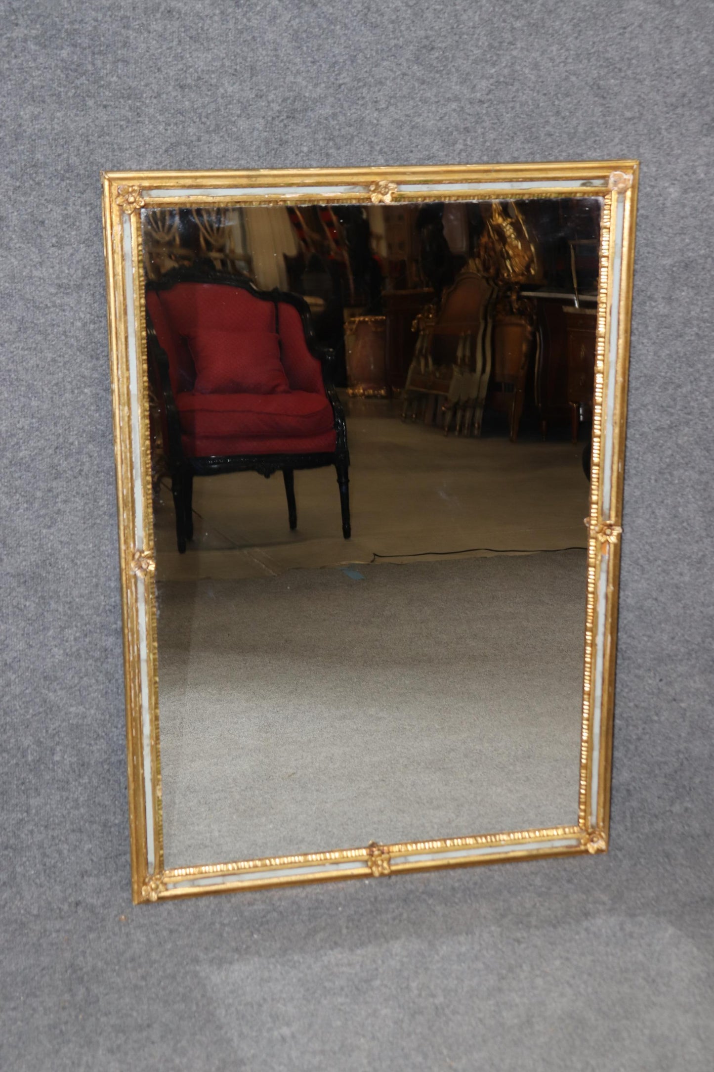 Pair of Sophisticated Gold Gilded French Directoire Wall Mirrors