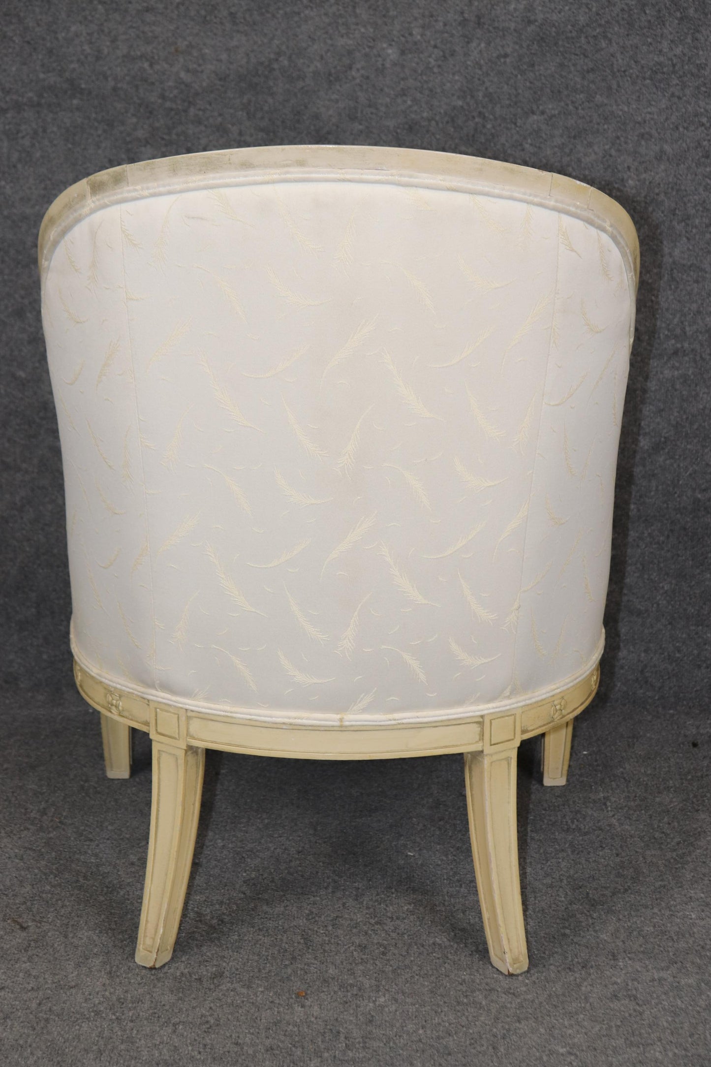 Gorgeous Single Paint DecoratedCarved Swan Tub Style French Empire Bergere Chair