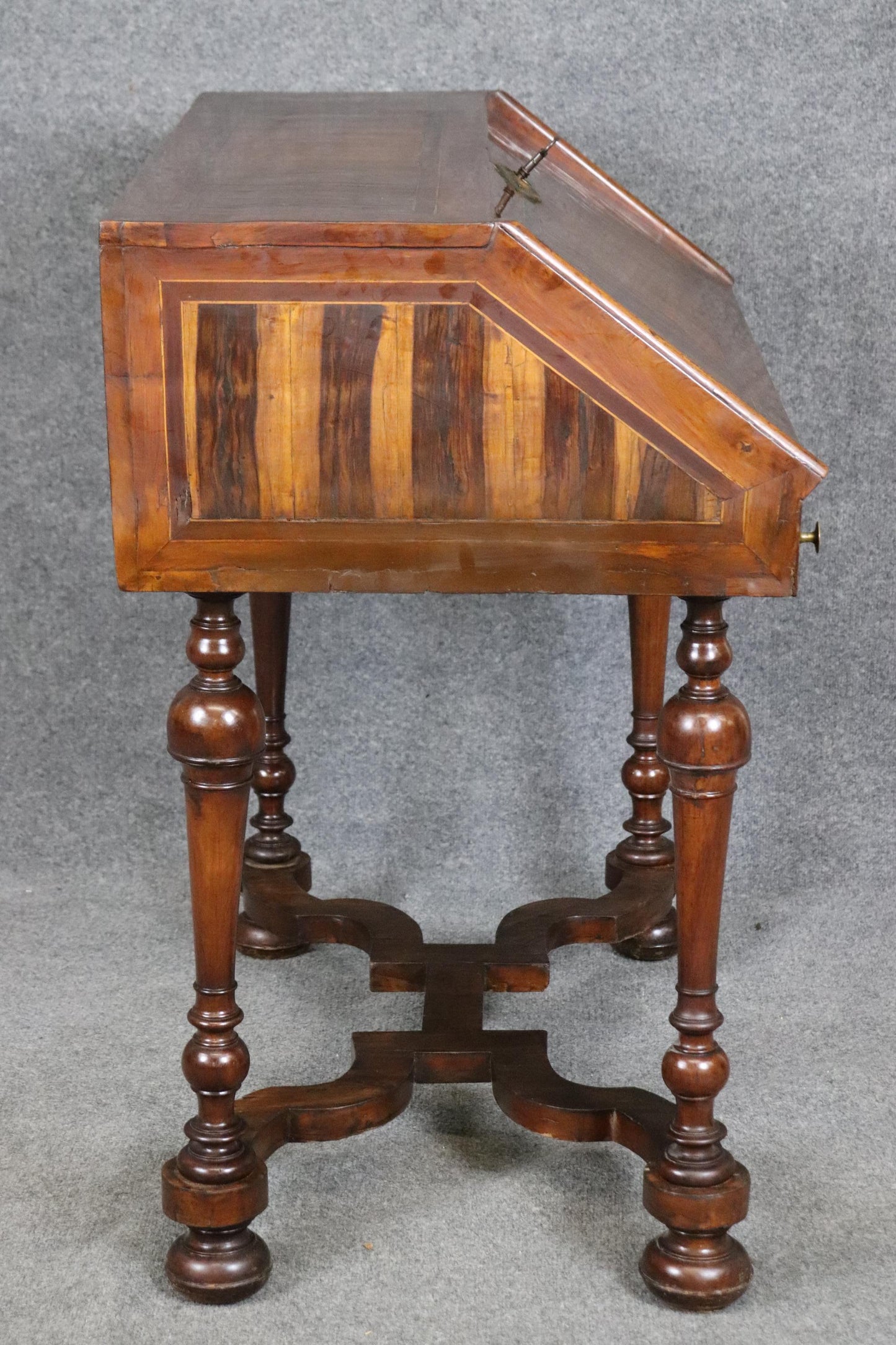 18th Century Italian Provincial Circassian Walnut Secretary Slant-lid Desk