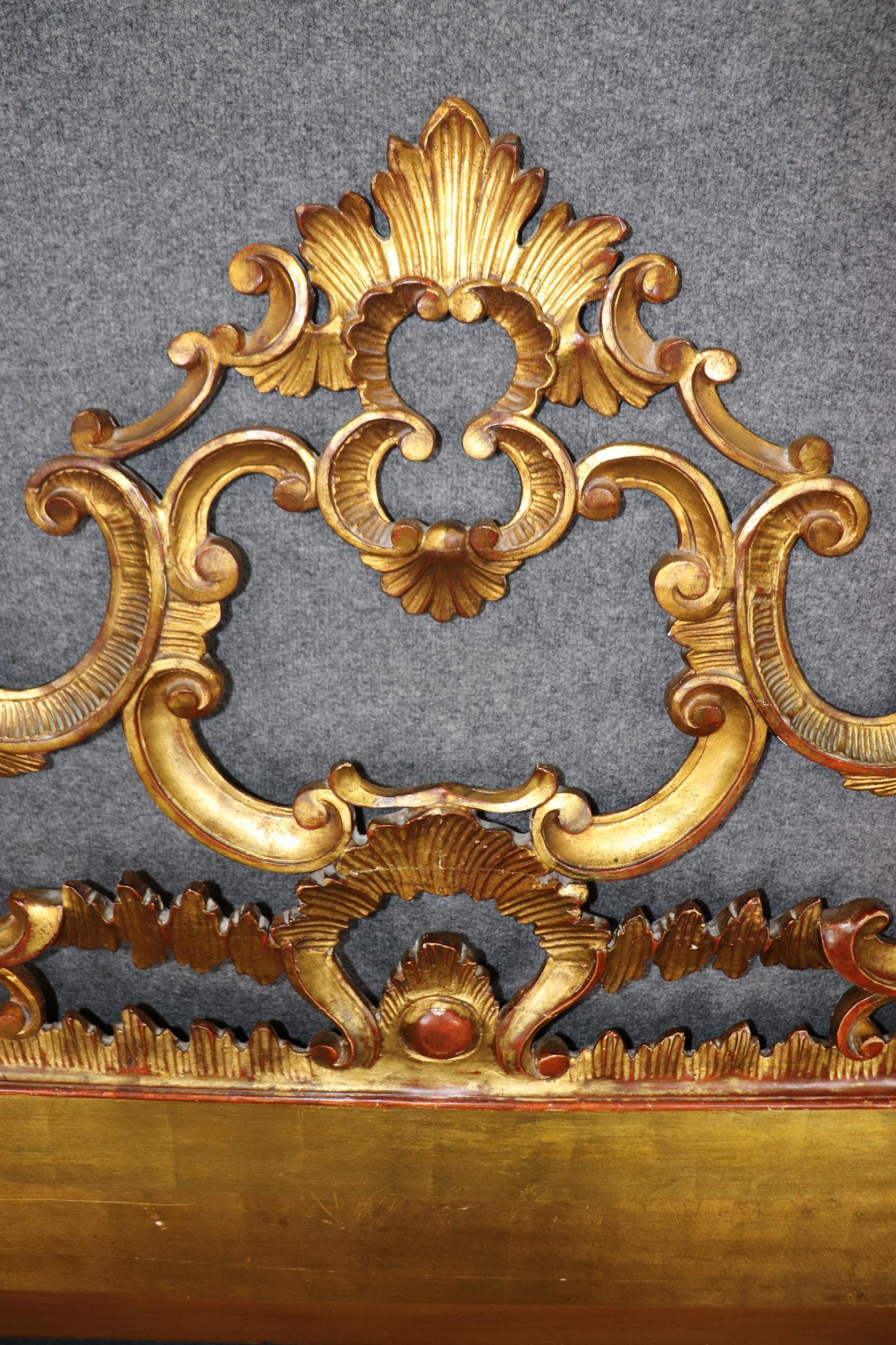 Fine Quality Italian Rococo Carved to Death Rococo King Size Headboard Bed