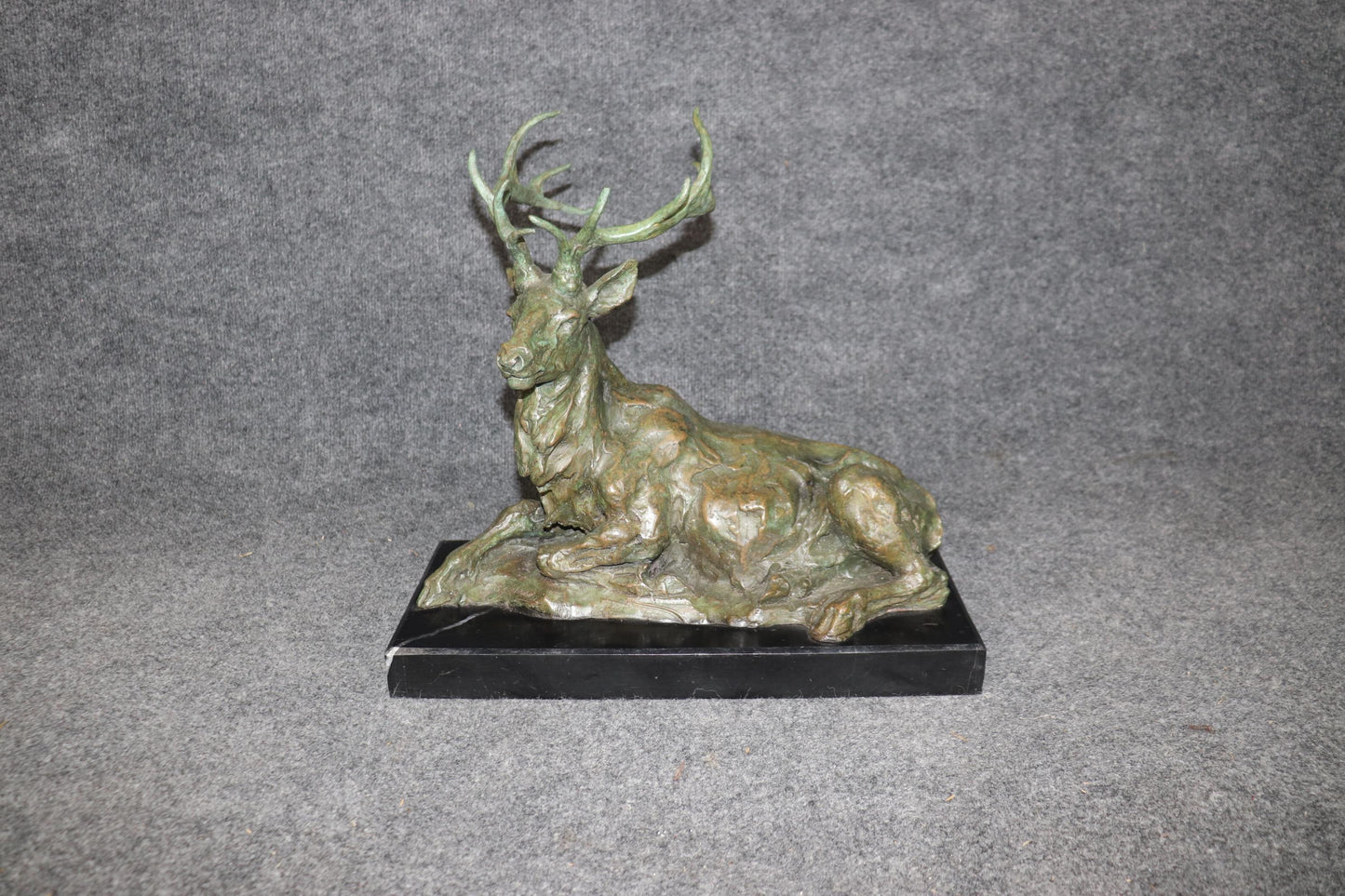 Signed Bronze Statue of Deer with Antlers Manner of Francois Cartier