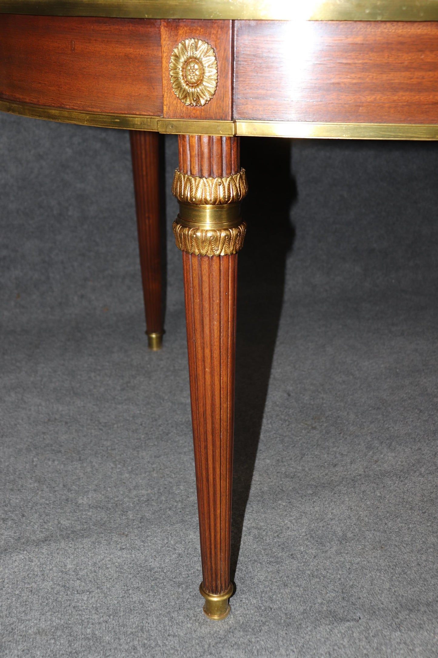 Rare Bronze Mounted Signed Maison Jansen Ribbon Mahogany Dining Table