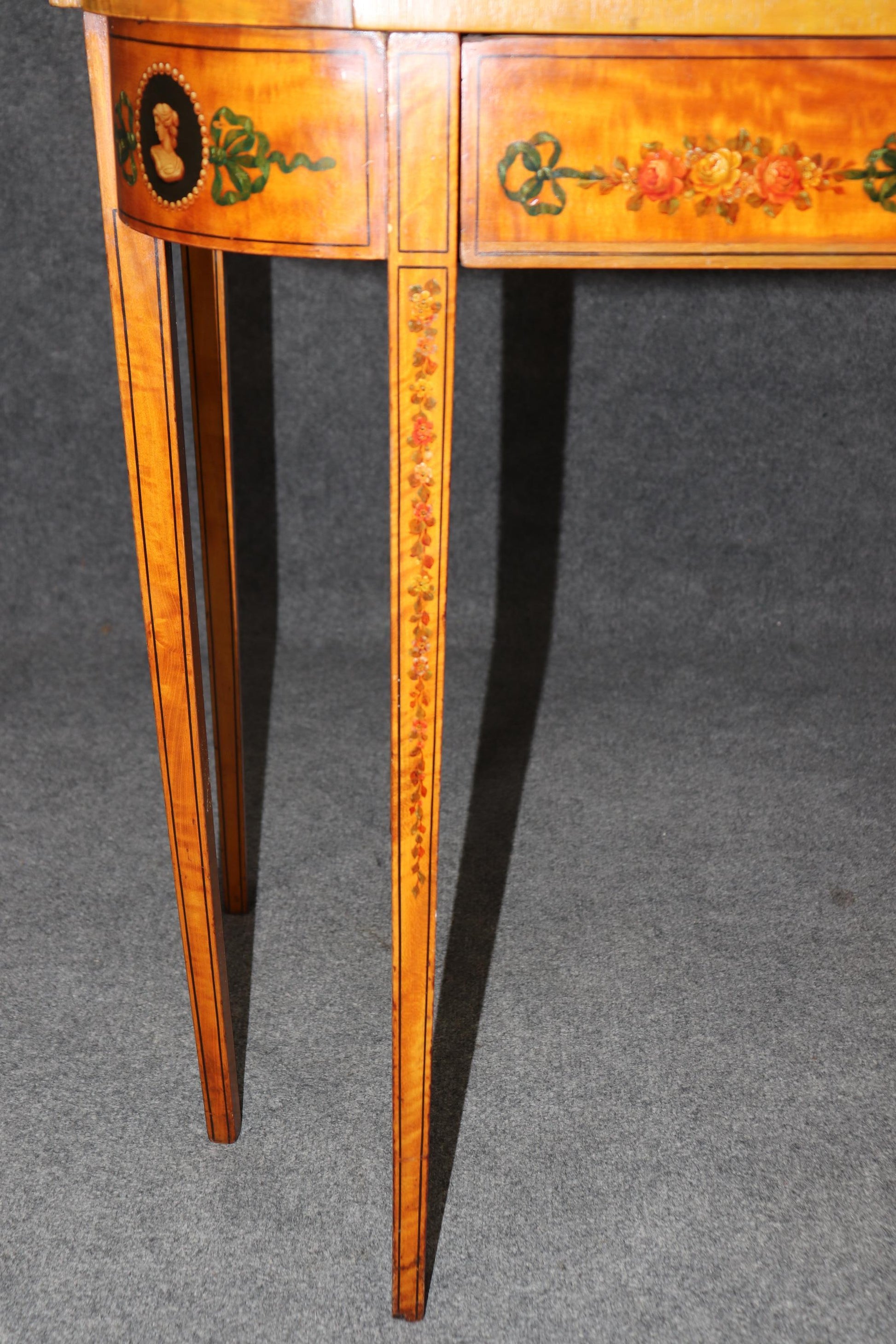 Superb 19th Century Adams Paint Decorated Satinwood English Center Table