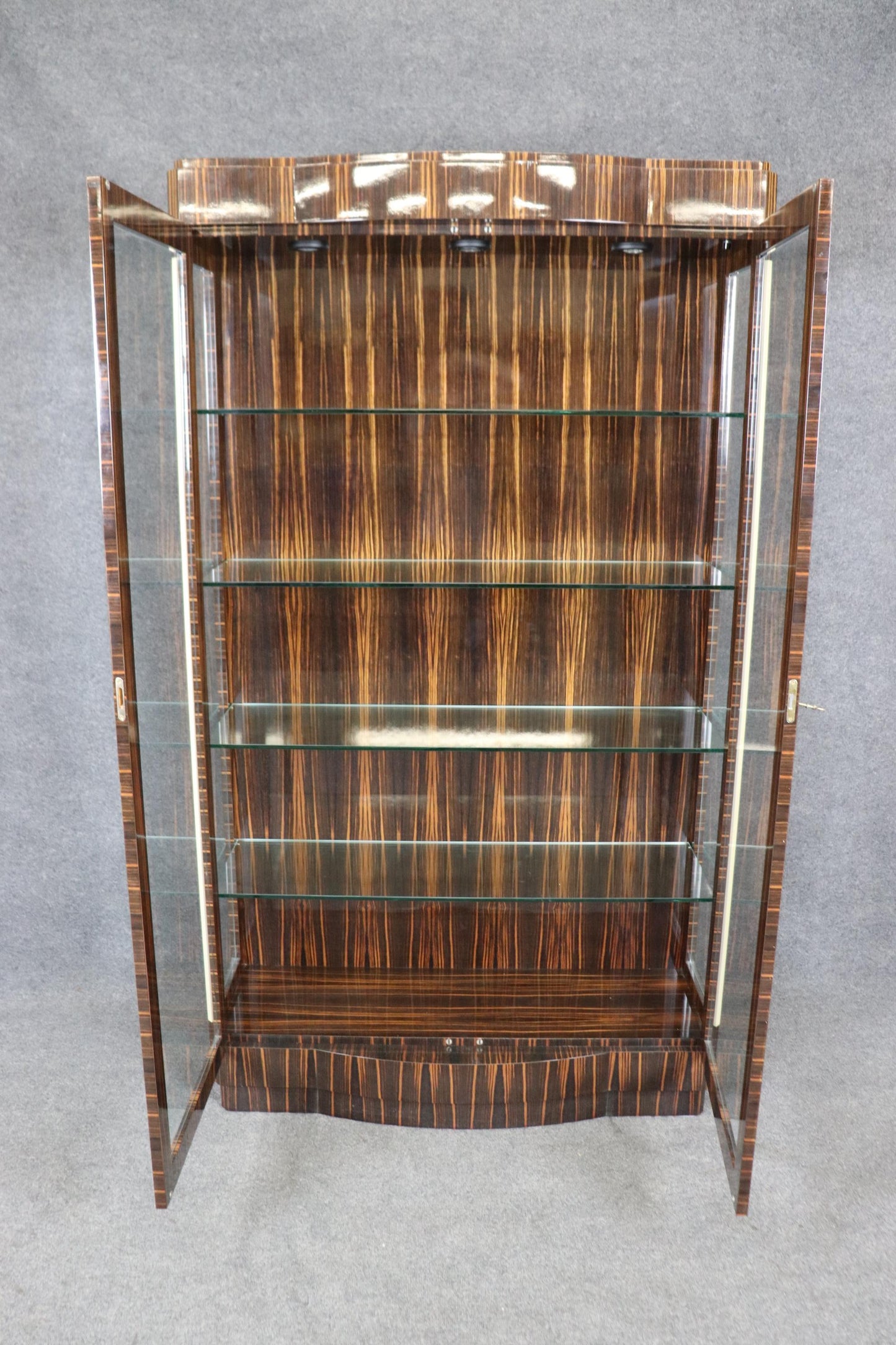 Macassar Ebony Lighted Contemporary French-Made Art Deco Vitrine Manner Ruhlmann