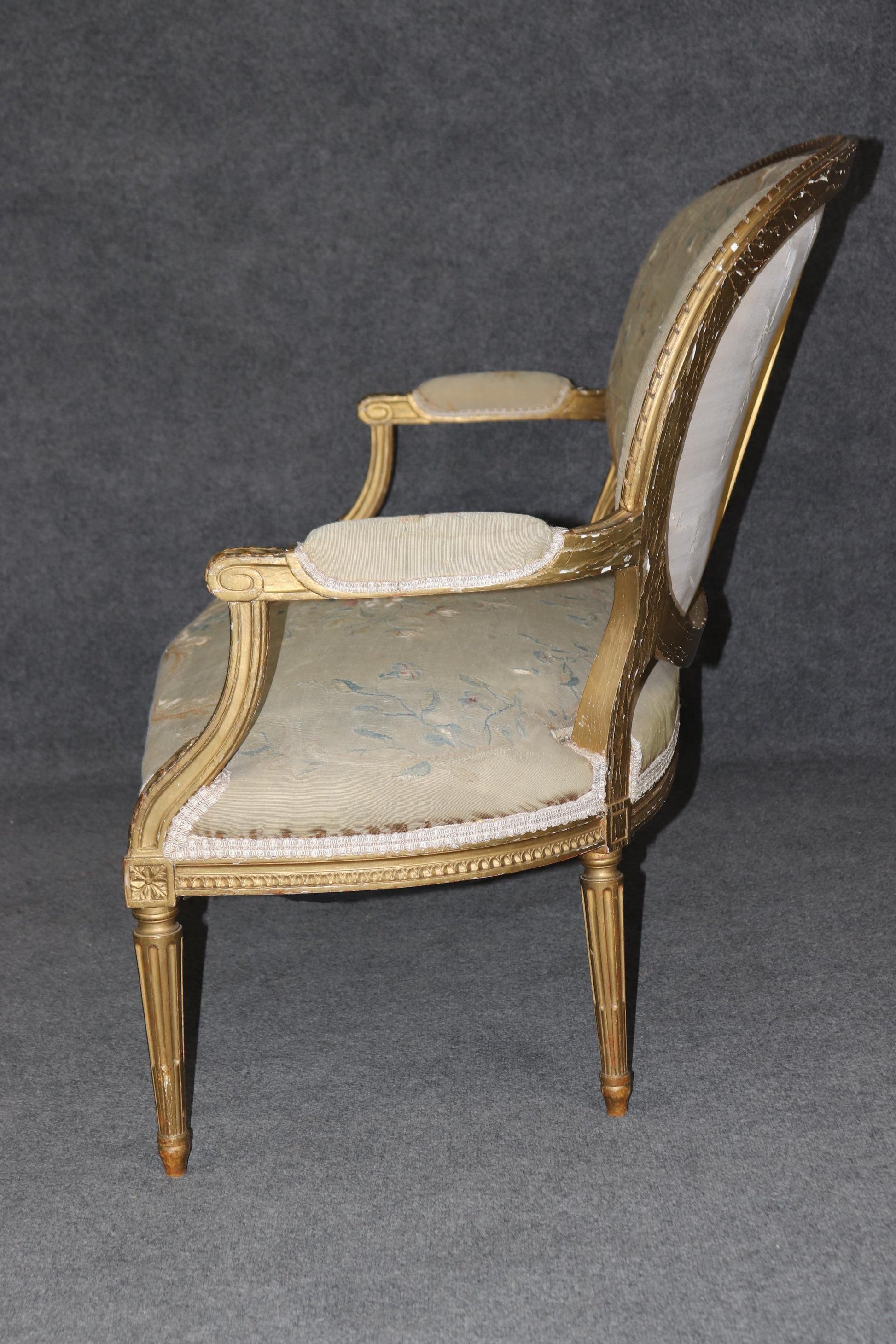 Fine Quality Giltwood Aubusson Upholstered French Louis XVI Style Settee